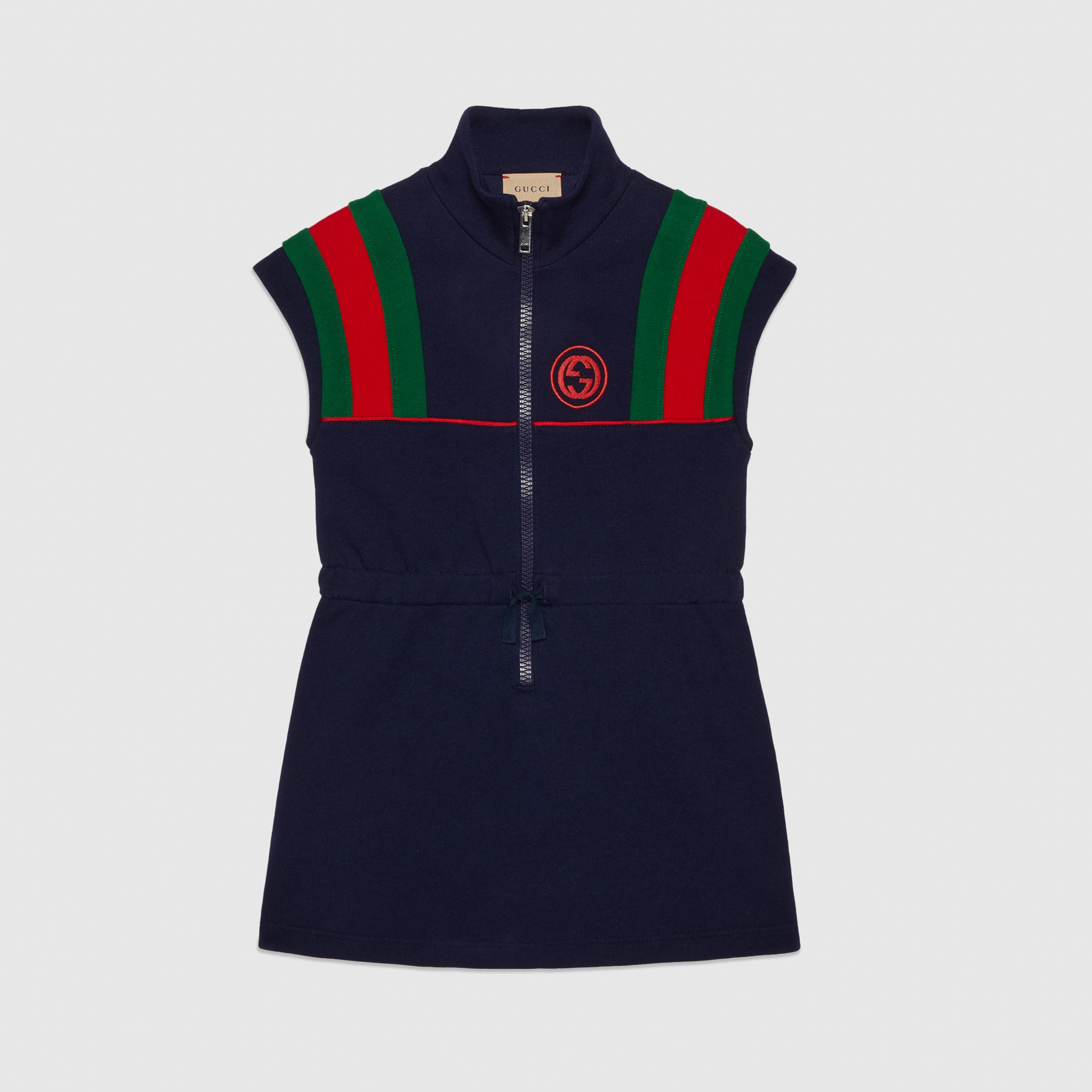 NIGO Gucci Kid's Summer Logo Embroidery Cotton Colorblocking High Neck Jersey Short Sleeve Dress #nigo31277