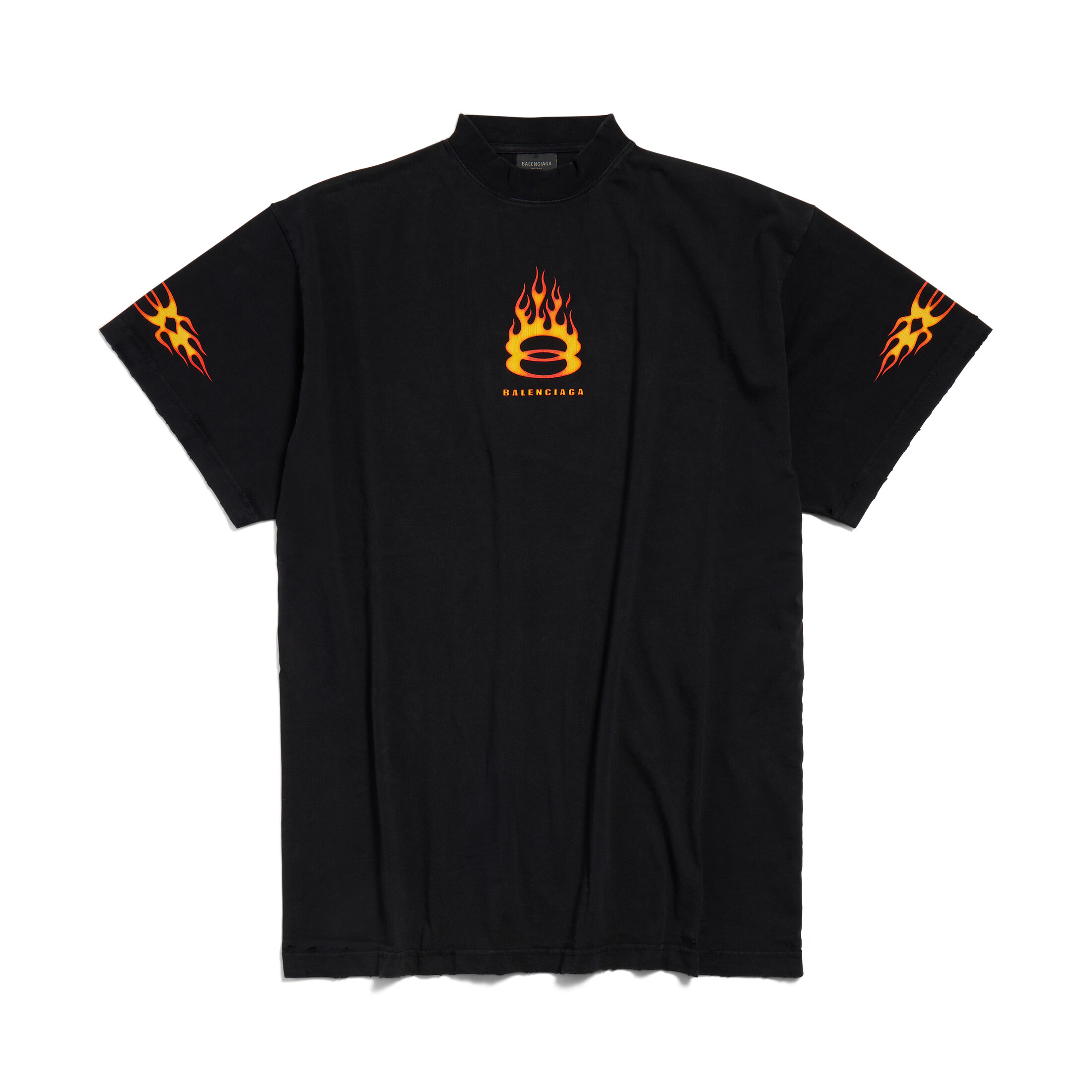 NIGO Balenciaga Men's Summer Burning Unity Light Black Vintage Plain Knit Large Silhouette Short Sleeve T-Shirt #nigo99486