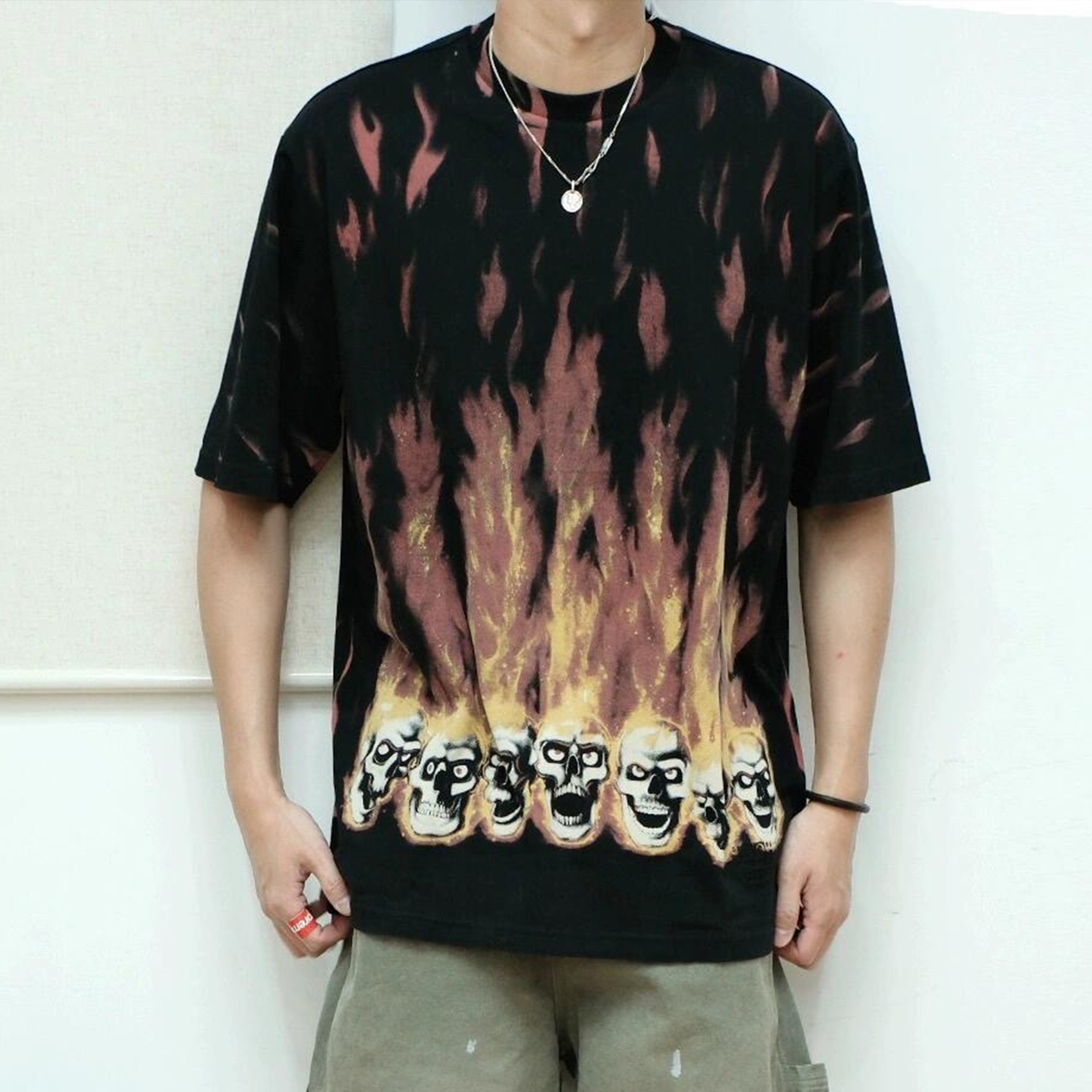 NIGO Supreme x MM6 Maison Margiela Men's and women's summer flame print pattern casual loose short-sleeved T-shirt high street trend tops Ngvp #nigo8314
