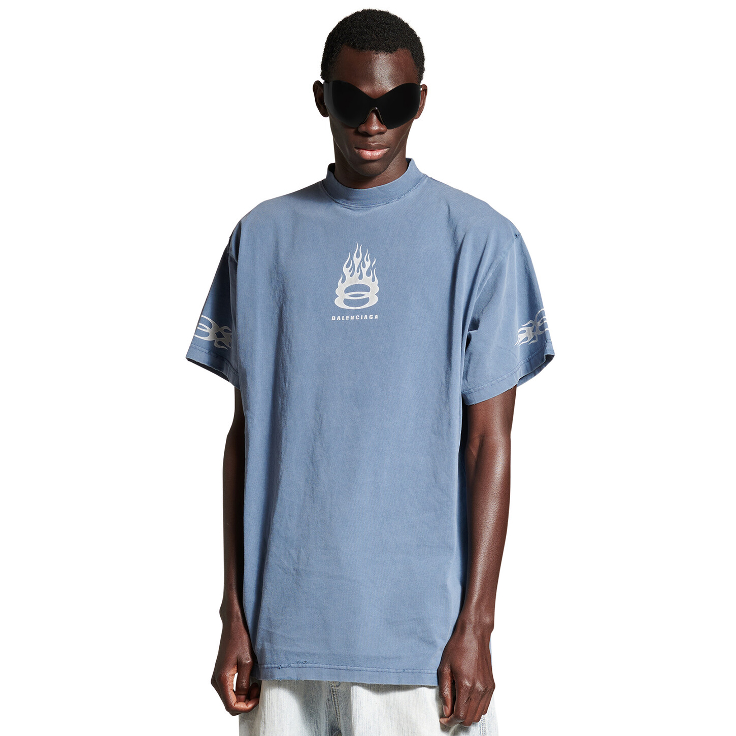 NIGO Balenciaga Men's Summer Burning Unity Light Vintage Plain Knit Large Silhouette Short Sleeve T-Shirt #nigo99488