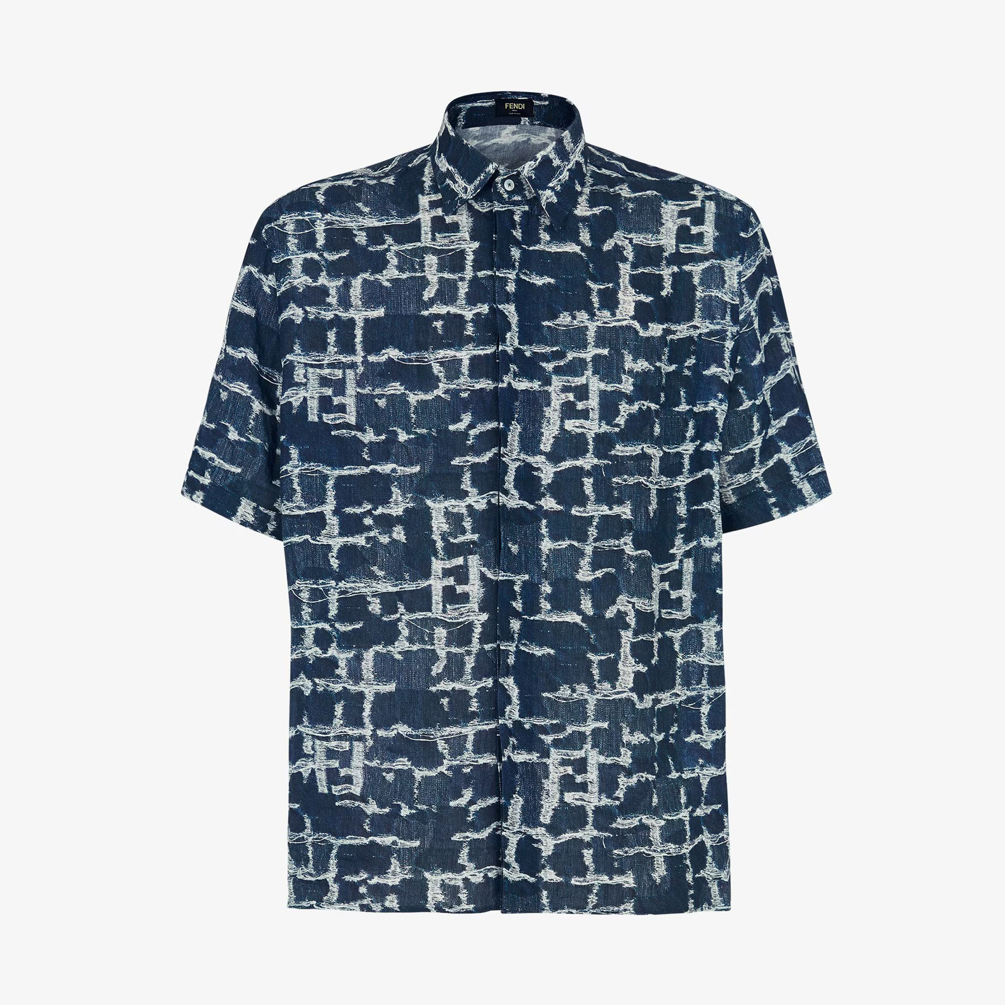 NIGO Fendi Men's Summer Pattern Printed Lapel Short Sleeve Solid Color Linen Shirt Zipper Straight Casual Shorts Ngvp #nigo8333