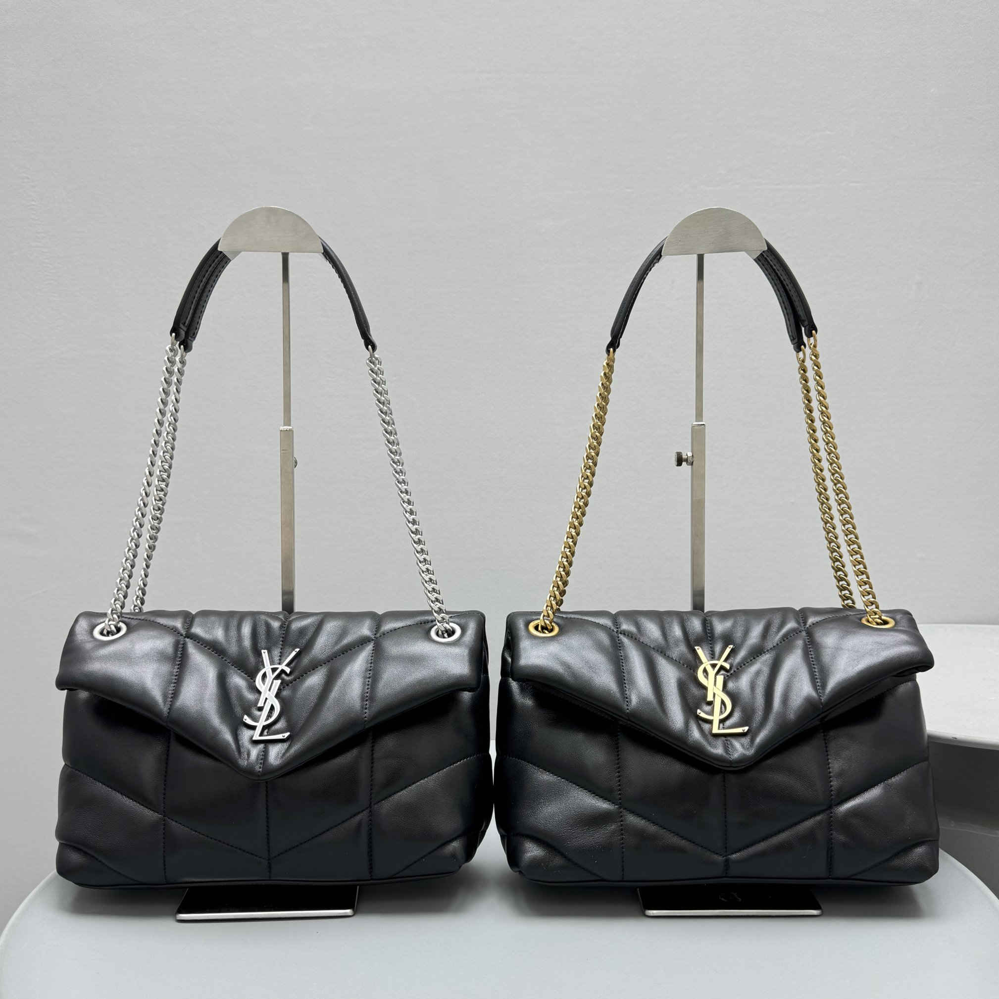 NIGO SAINT LAURENT Women's Black PUFFER Quilted Lambskin Leather Tote Crossbody Bag Bags #nigo99516