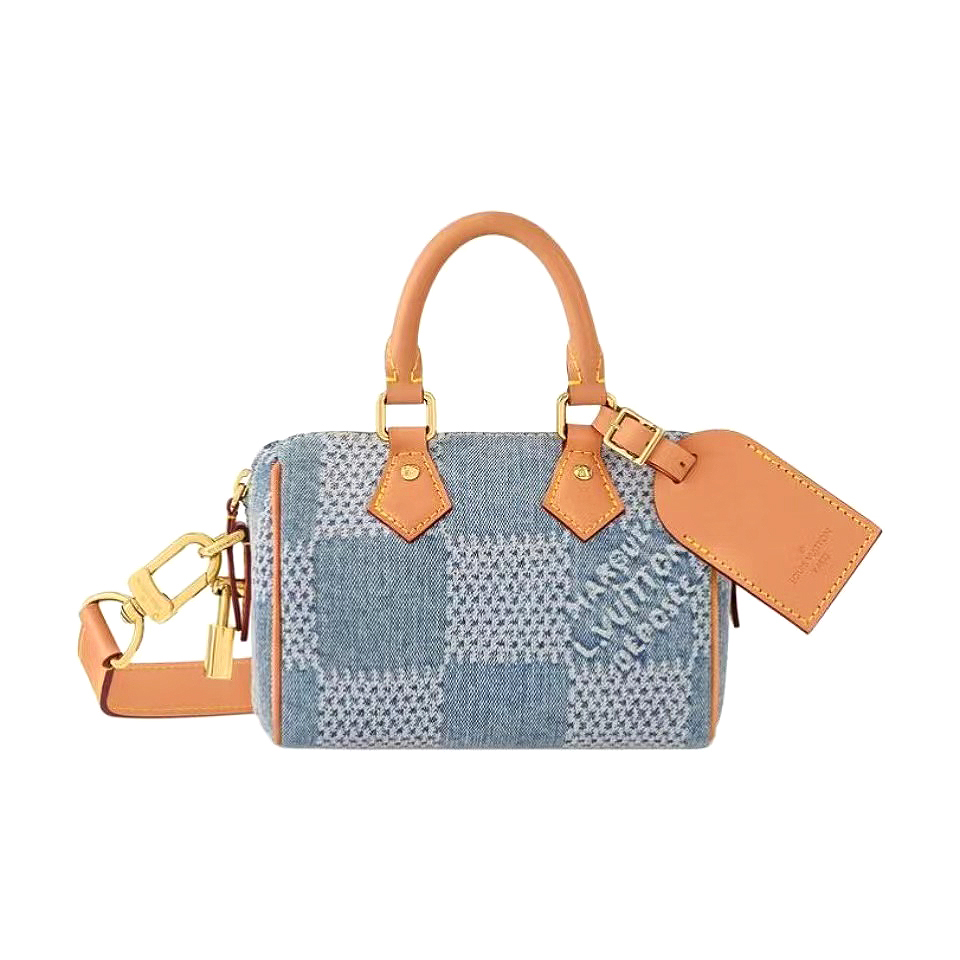 NIGO Louis Vuitton Nano Speedy Men's Blue Eggnog Tessellated Canvas Leather Tote Shoulder Crossbody Bag Bags #nigo99496
