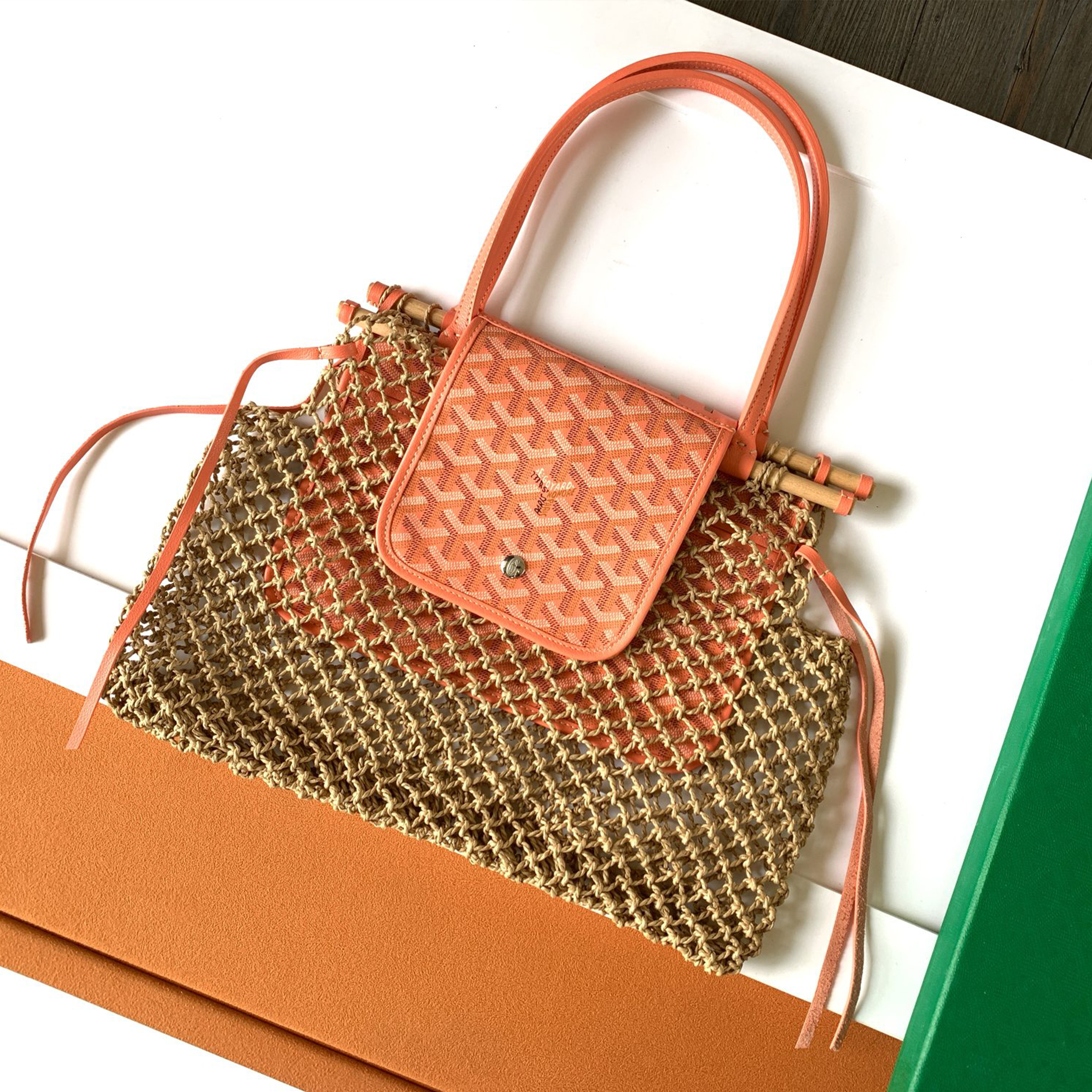 NIGO GOYARD  Aligre Y Women's Four Seasons Fashion Temperament Weaving Colorblocking Leather Handbag Drawstring Casual Tote Bag Bags ALIGREPMLTY-20CL20F Ngvp #nigo8317