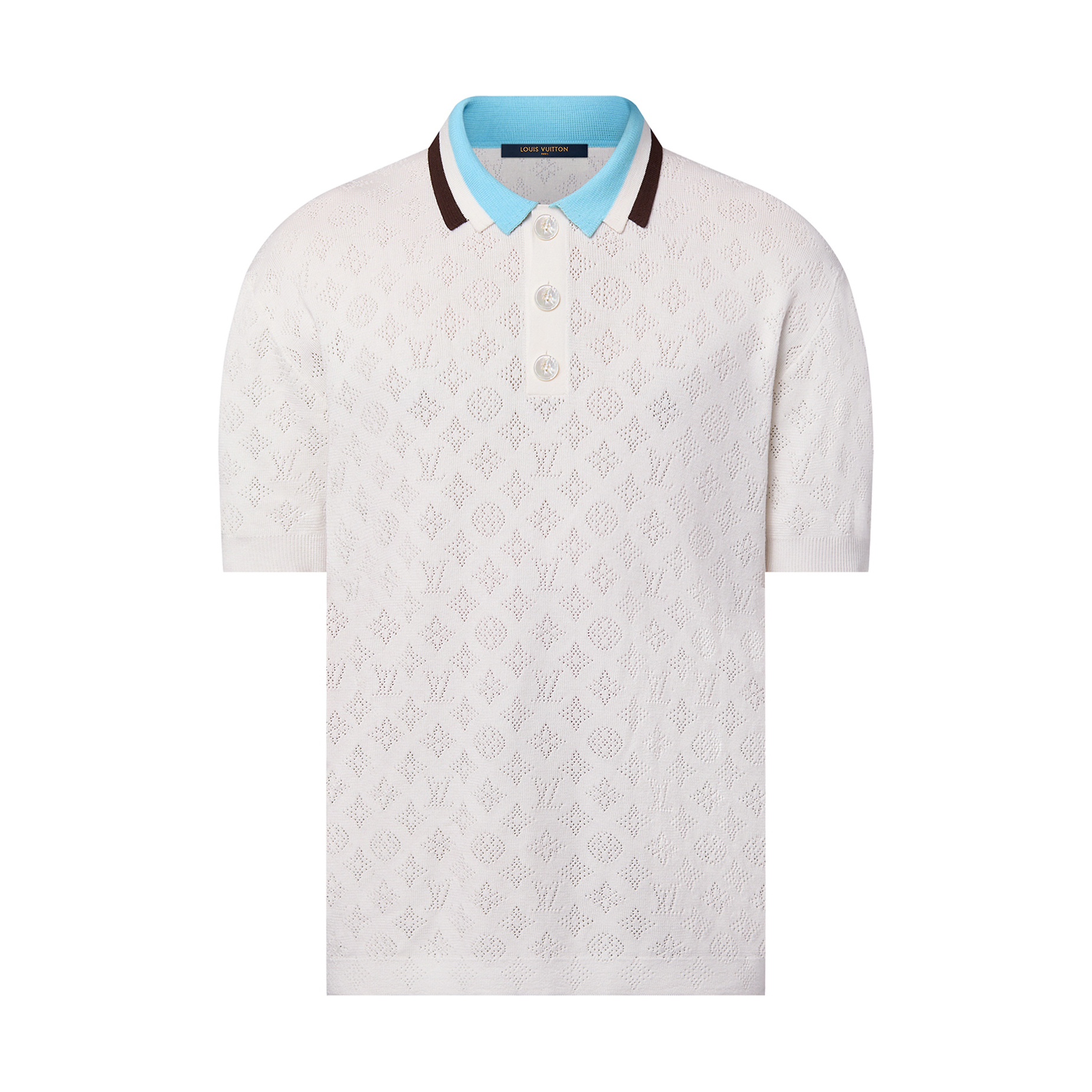 NIGO Louis Vuitton Monogram Pointelle Men's Summer Striped Applique Collar Logo Short Sleeve Cotton Polo Shirt #nigo99519