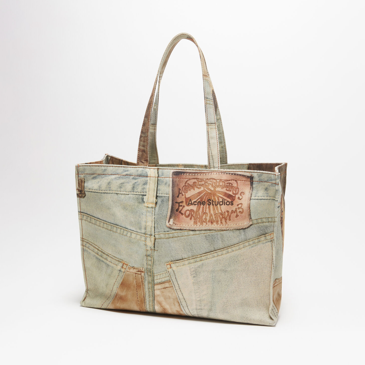 NIGO Acne Studios Women‘s Denim Fabric Vintage Old Logo Embossed Canvas Tote Shopping Bag Bags #nigo99526