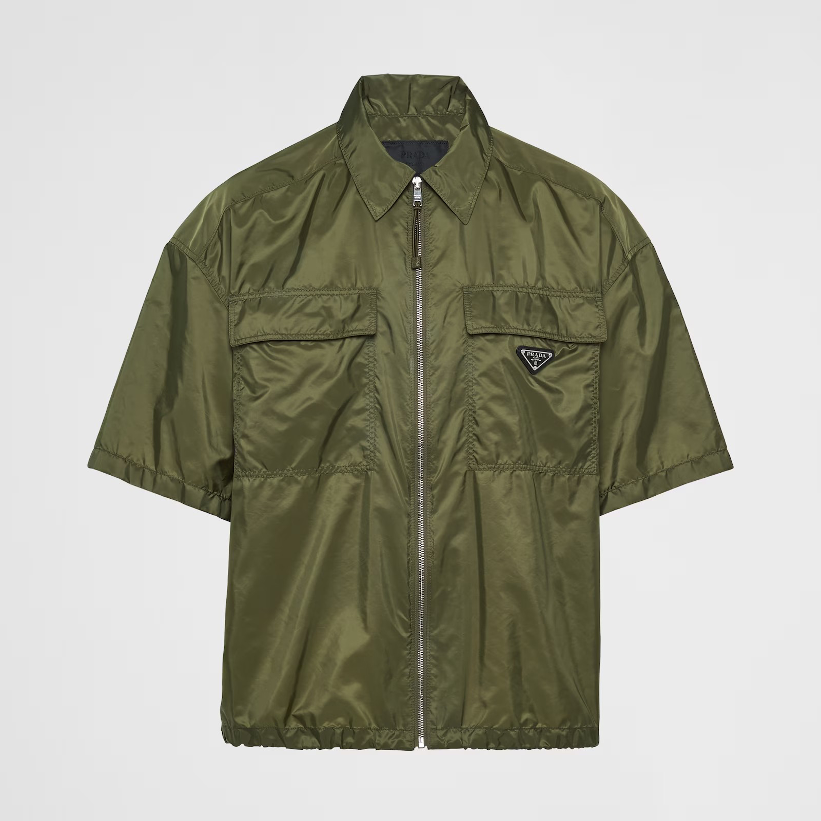 NIGO Prada Men's Spring Summer Nylon Solid Colour Lapel Zip Short Sleeve Shirt #nigo99518