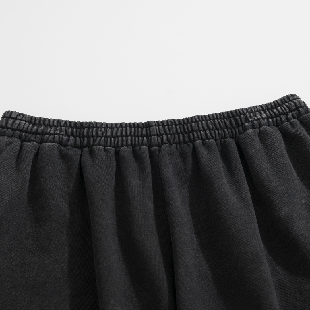 NIGO Balenciaga Men's Summer Flame Letter Black Stretch Mid Waist Cotton Shorts Pants #nigo99535