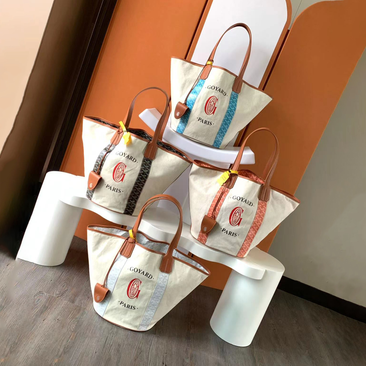 NIGO GOYARD Women's Double-sided Two-colour Old Flower Full Print Leather Handle Cotton Cowhide Shoulder Handbag Bag Bags #nigo99528