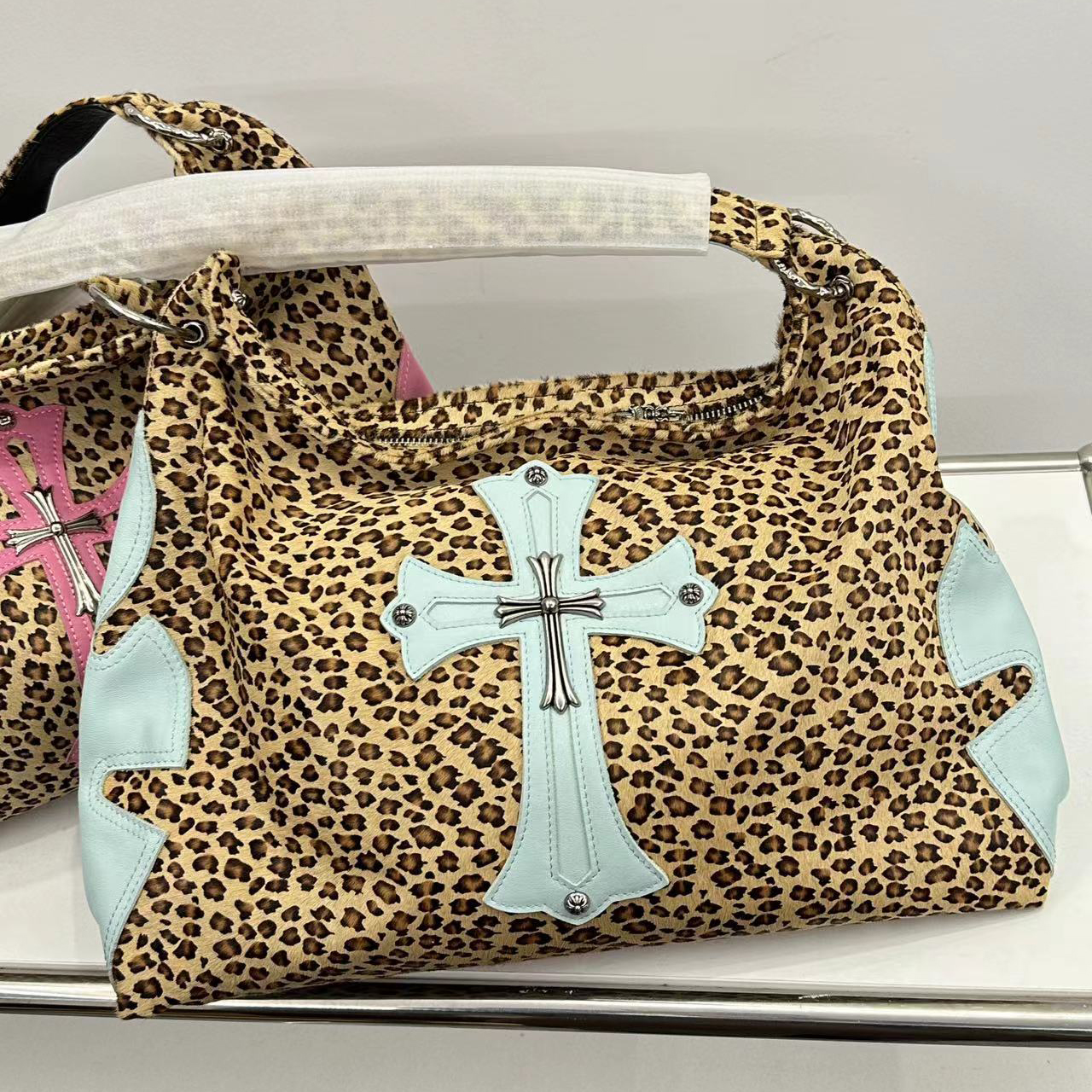 NIGO Chrome Hearts Women's Leopard Print Cowhide Leather Shoulder Crossbody Bag Bags #nigo99543