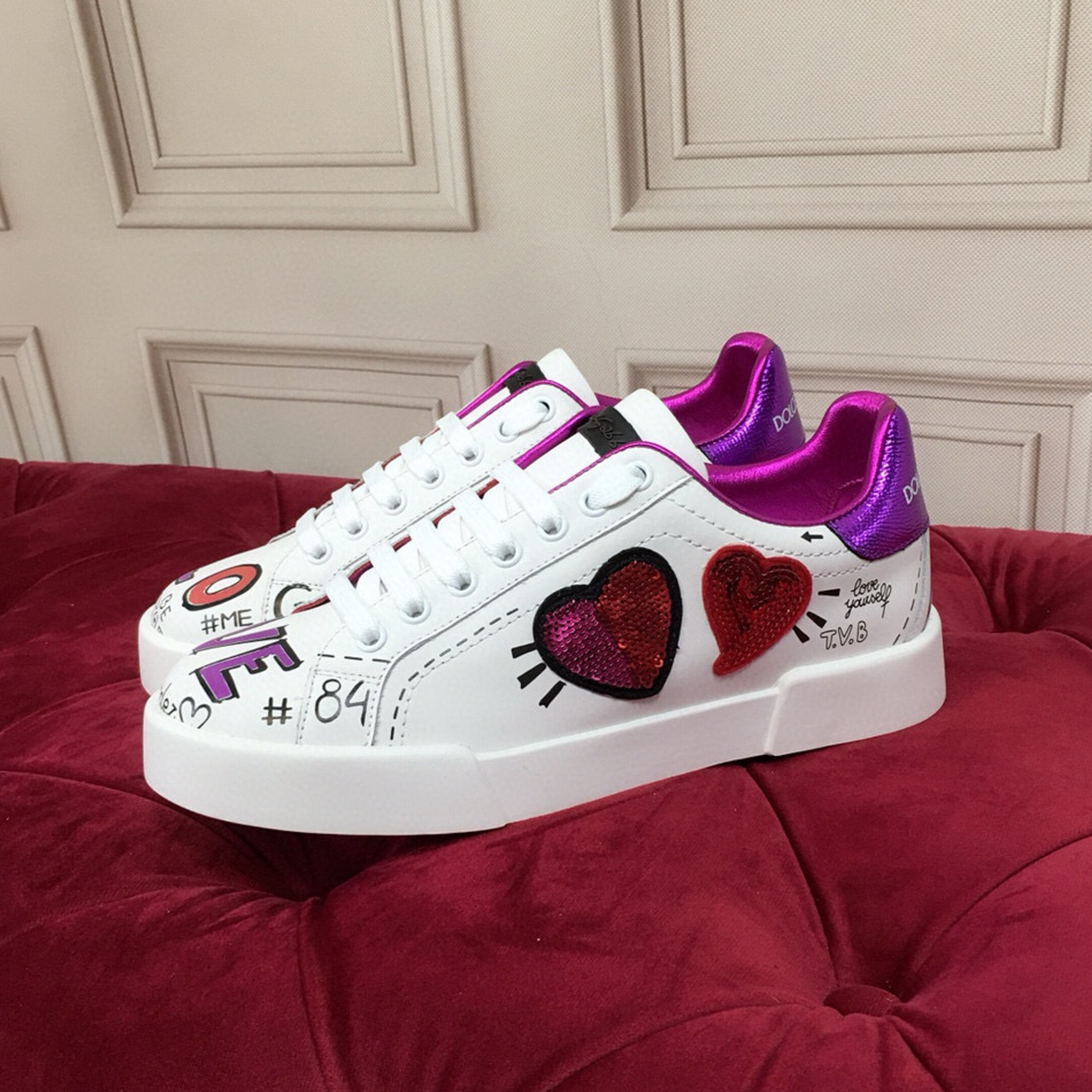 NIGO Dolce&Gabbana Men's And Women's New Casual Shoes Embroidered Graffiti Letters Trendy Cowhide Sports Shoes Lace Up Shoes #nigo71222