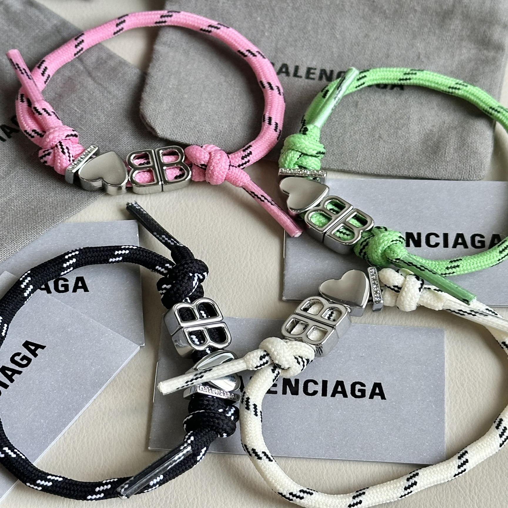 NIGO Balenciaga Women's Pure BB Alphabet Two Tone Shoelace Design Bracelet Jewelry #nigo99557