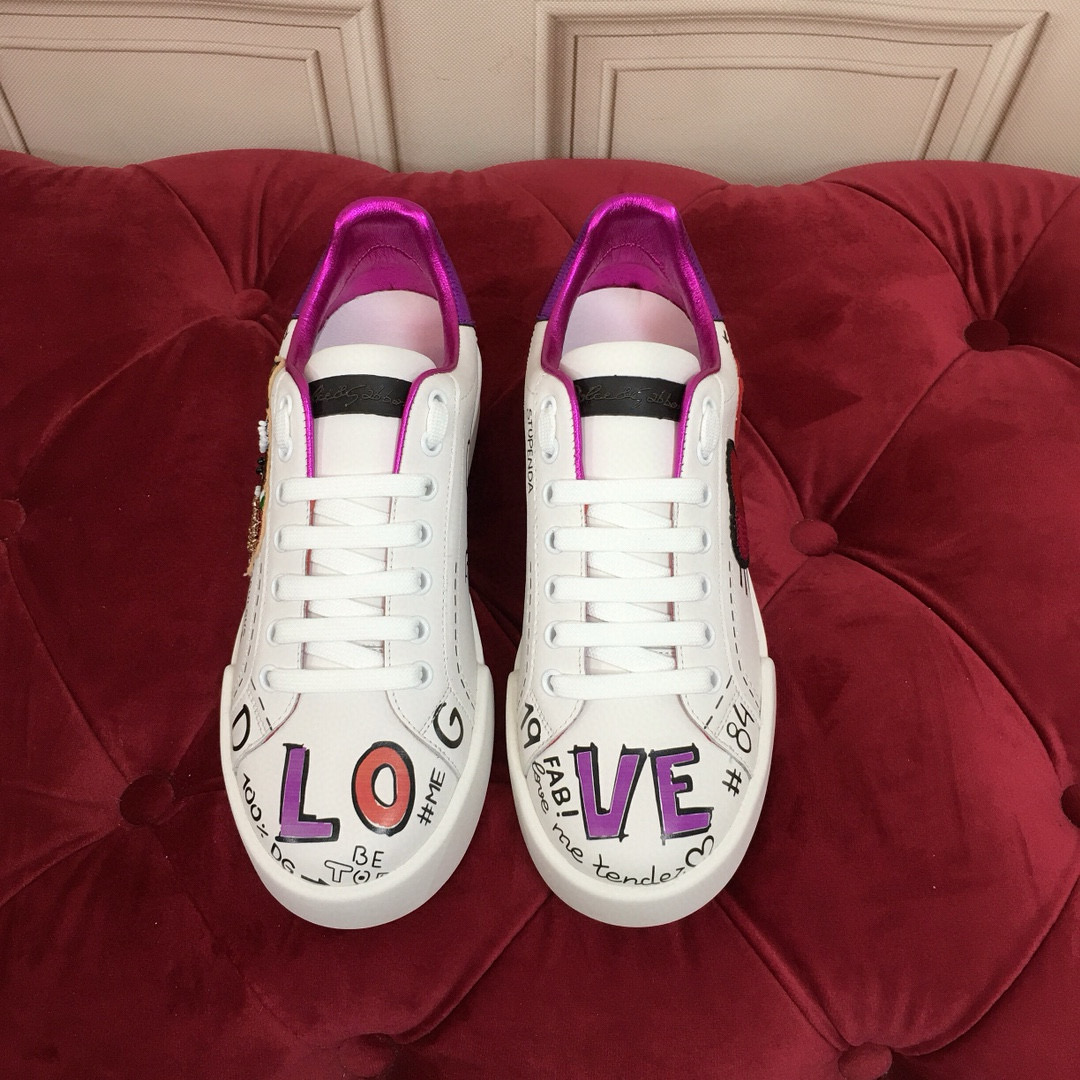 NIGO Dolce&Gabbana Men's And Women's New Casual Shoes Embroidered Graffiti Letters Trendy Cowhide Sports Shoes Lace Up Shoes #nigo71222