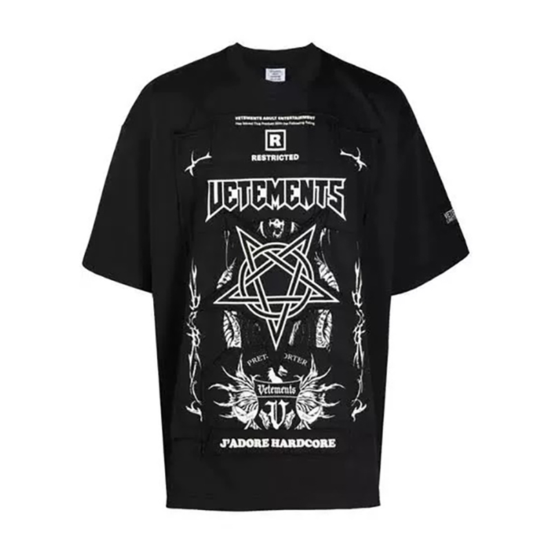 NIGO Vetements Men's Summer Black Letter Print Round Neck Cotton Short Sleeve T-Shirt #nigo99556