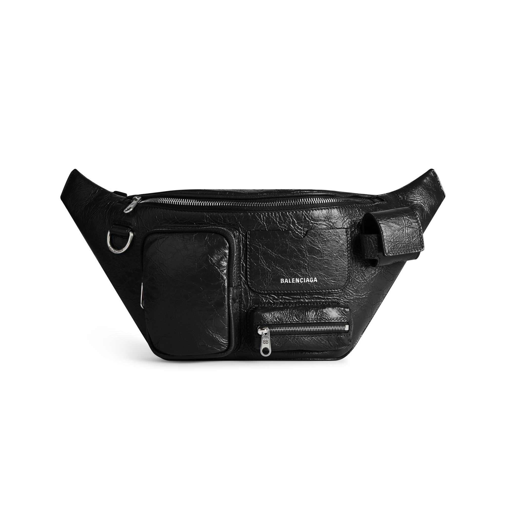 NIGO Balenciaga Superbusy Men's Black Fine Grain Sheep Leather Multi-Pocket Functional Waist Bag #nigo99555