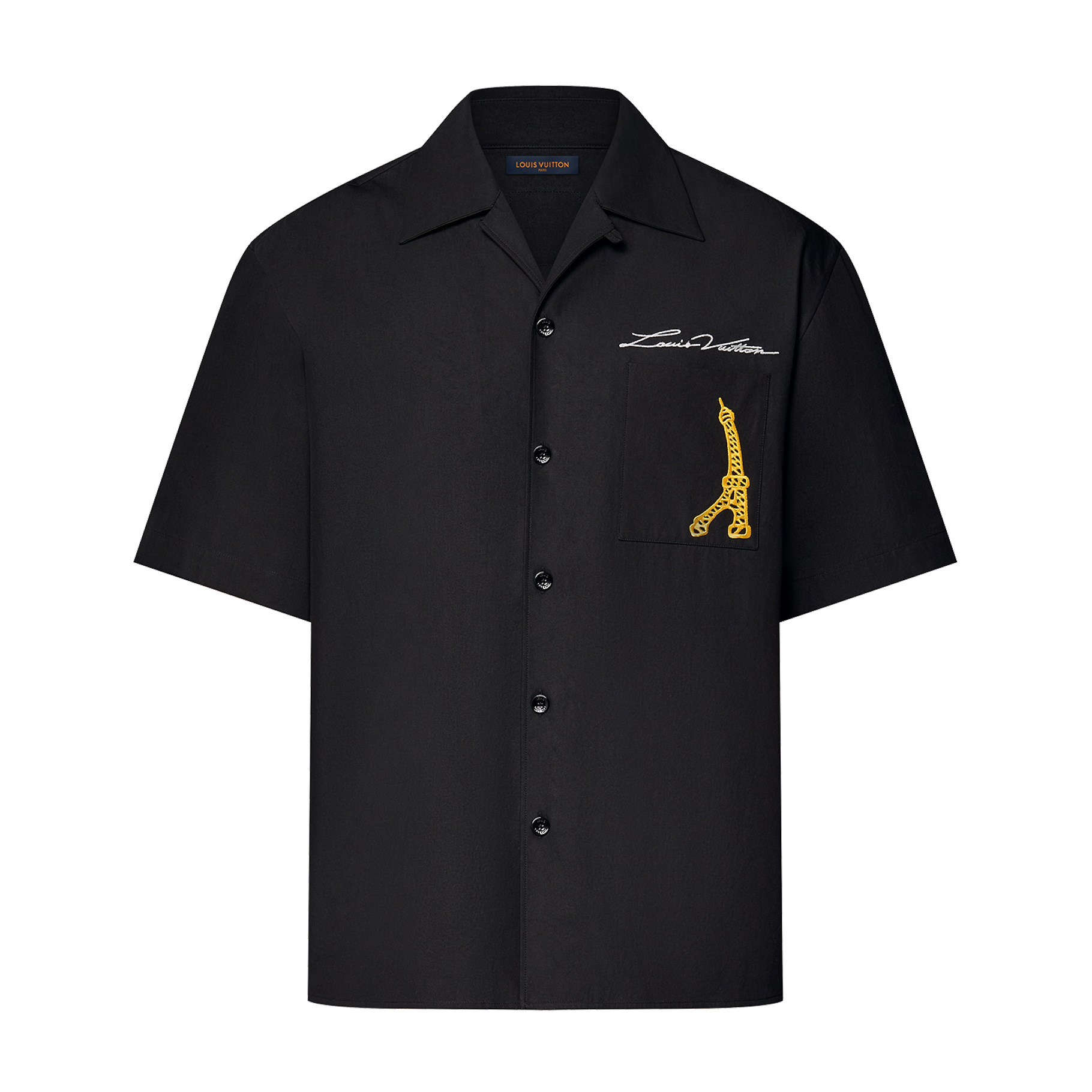 NIGO Louis Vuitton Men's Summer Black Monogrammed Embroidered Single Breasted Short Sleeve Shirt #nigo99568