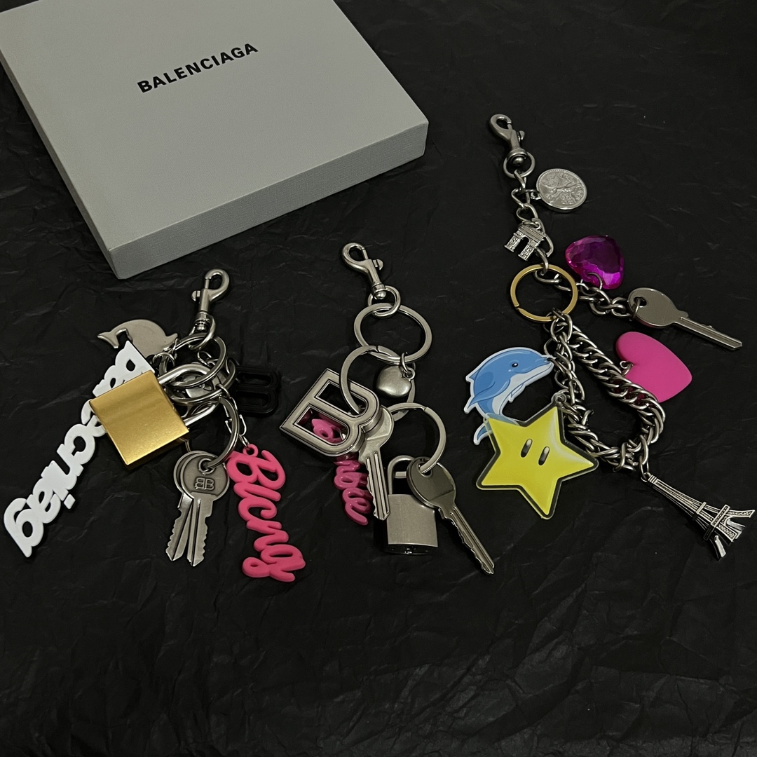 NIGO Balenciaga Metal Keychain Fashion High Street Letter Chain Bag Hanging Decoration Accessories #nigo99575