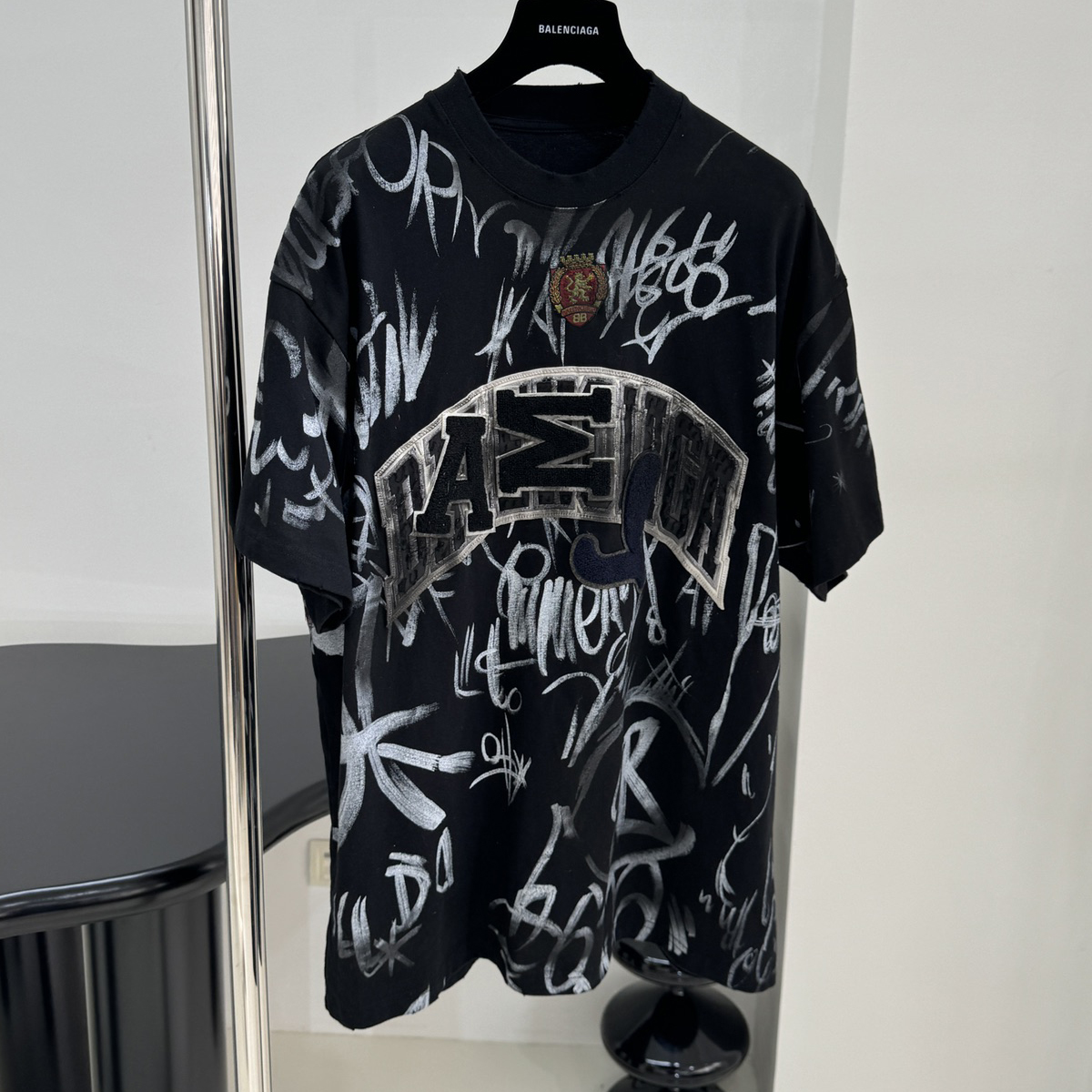 NIGO Balenciaga Men's Summer Embroidered Graffiti Pattern Wide Fit Round Neck Cotton Short Sleeve T-Shirt #nigo99585