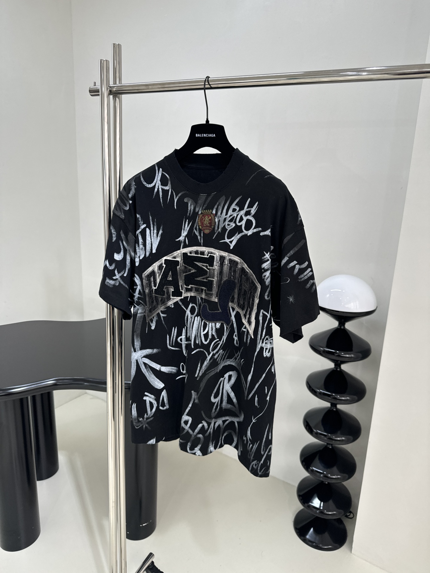 NIGO Balenciaga Men's Summer Embroidered Graffiti Pattern Wide Fit Round Neck Cotton Short Sleeve T-Shirt #nigo99585