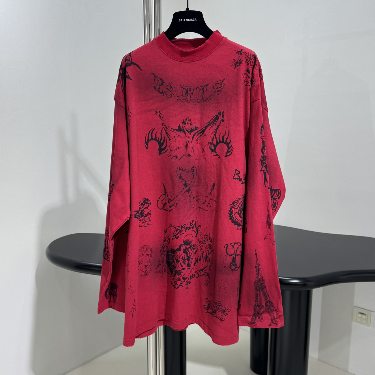 NIGO Balenciaga Men's Spring/Summer Embroidered Graffiti Vintage Plain Knit Long Sleeve T-Shirt Sweatshirt #nigo99587