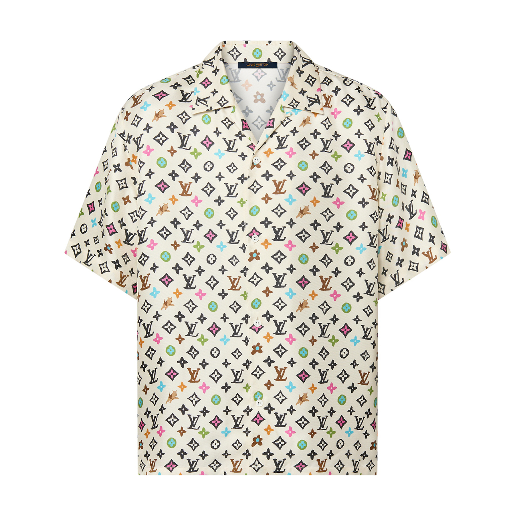 NIGO Louis Vuitton Men's Summer Logo Full Print Single Breasted Silk Short Sleeve Shirt #nigo99595