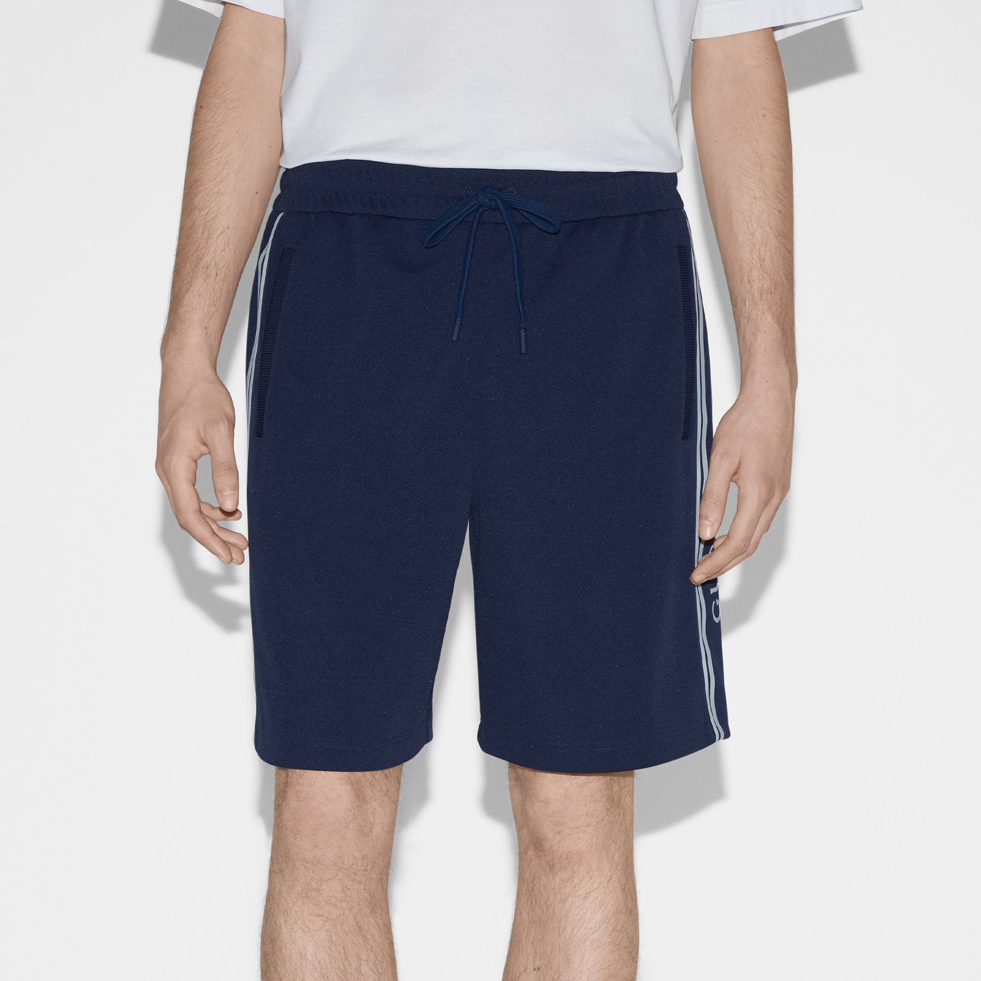 NIGO Gucci Men's Summer Blue Letter Printed Straight Lace Up Plain Knit Casual Shorts Pants #nigo99611