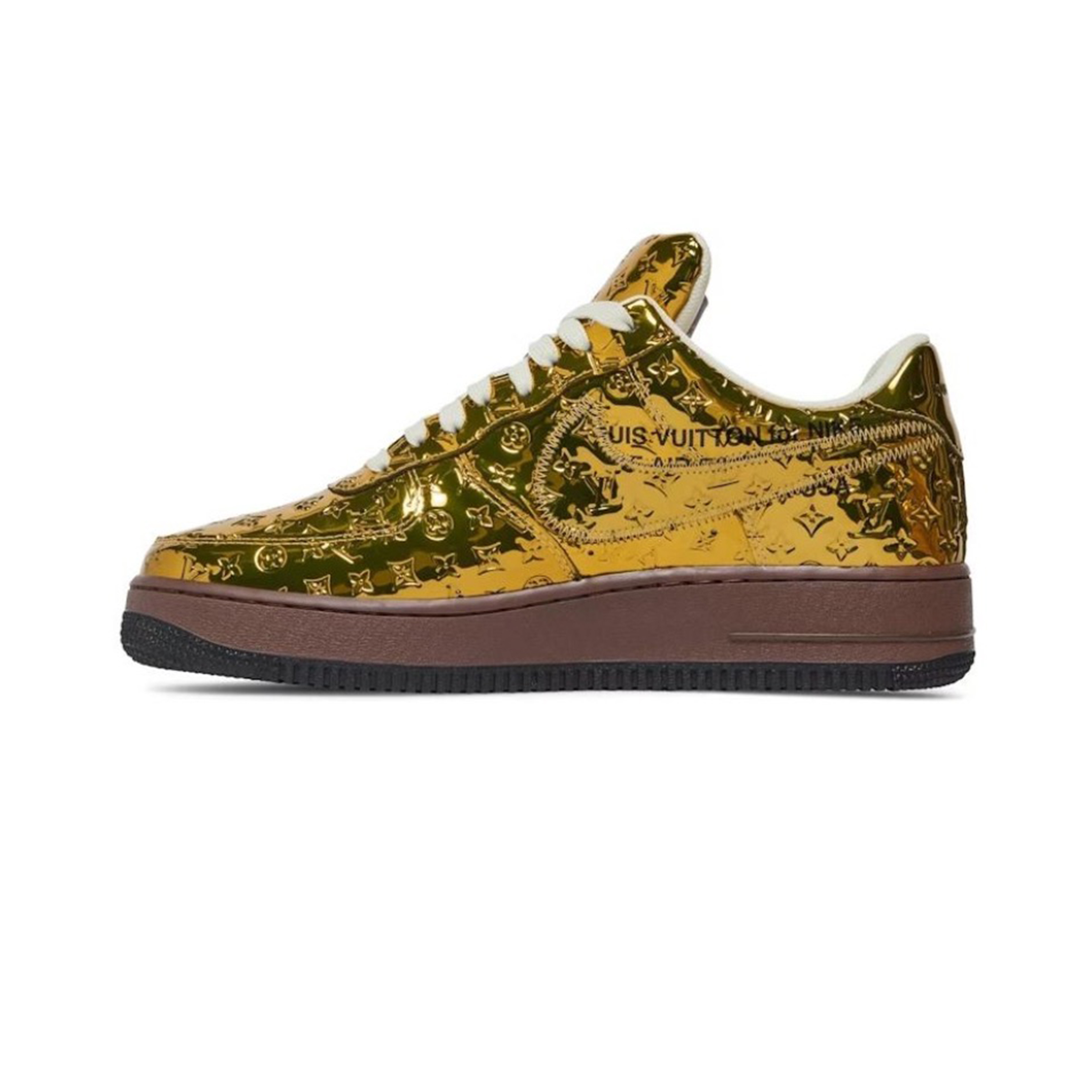 NIGO Louis Vuitton x Air Force1 Low Men's Four Seasons Gold Trendy Printed Letter Logo Cowhide Comfortable Casual Sports Shoes #nigo71228