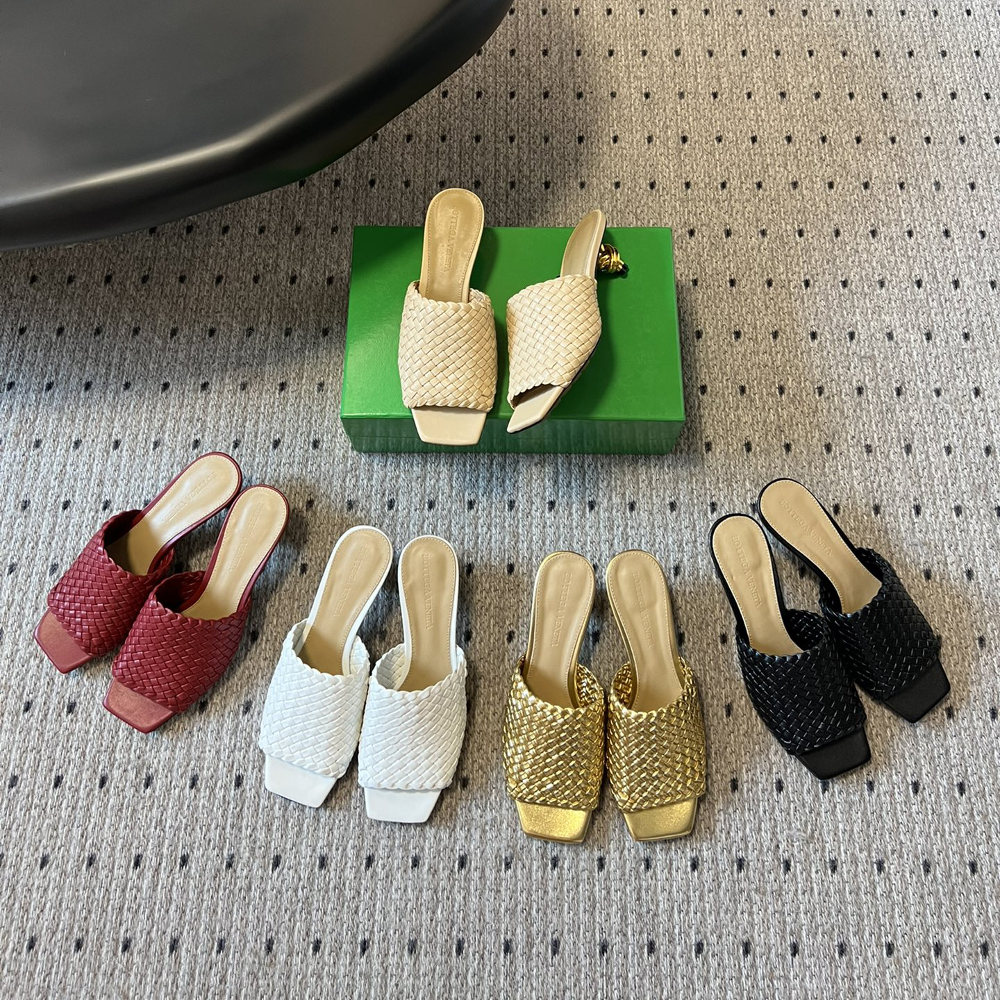 NIGO Bottega Veneta Women's Summer Knot Hand-Woven Metallic Collection Leather 4.5cm High Heels Shoes #nigo99619