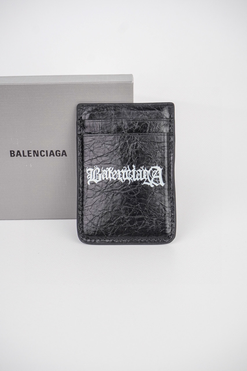 NIGO Balenciaga Cash Black And White DIY Metal Artwork Print Fine Grain Sheepskin Magnetic Card Case Bag Bags #nigo99628