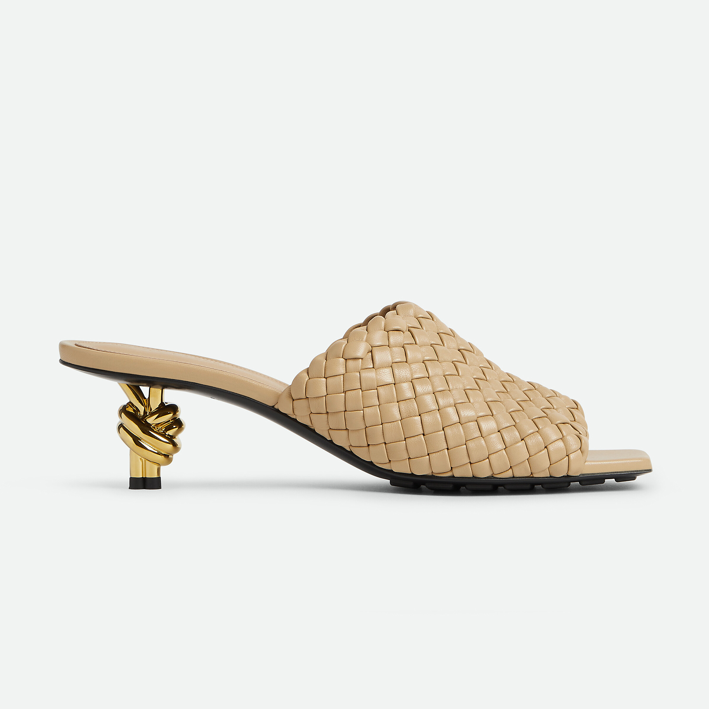 NIGO Bottega Veneta Women's Summer Knot Hand-Woven Metallic Collection Leather 4.5cm High Heels Shoes #nigo99619