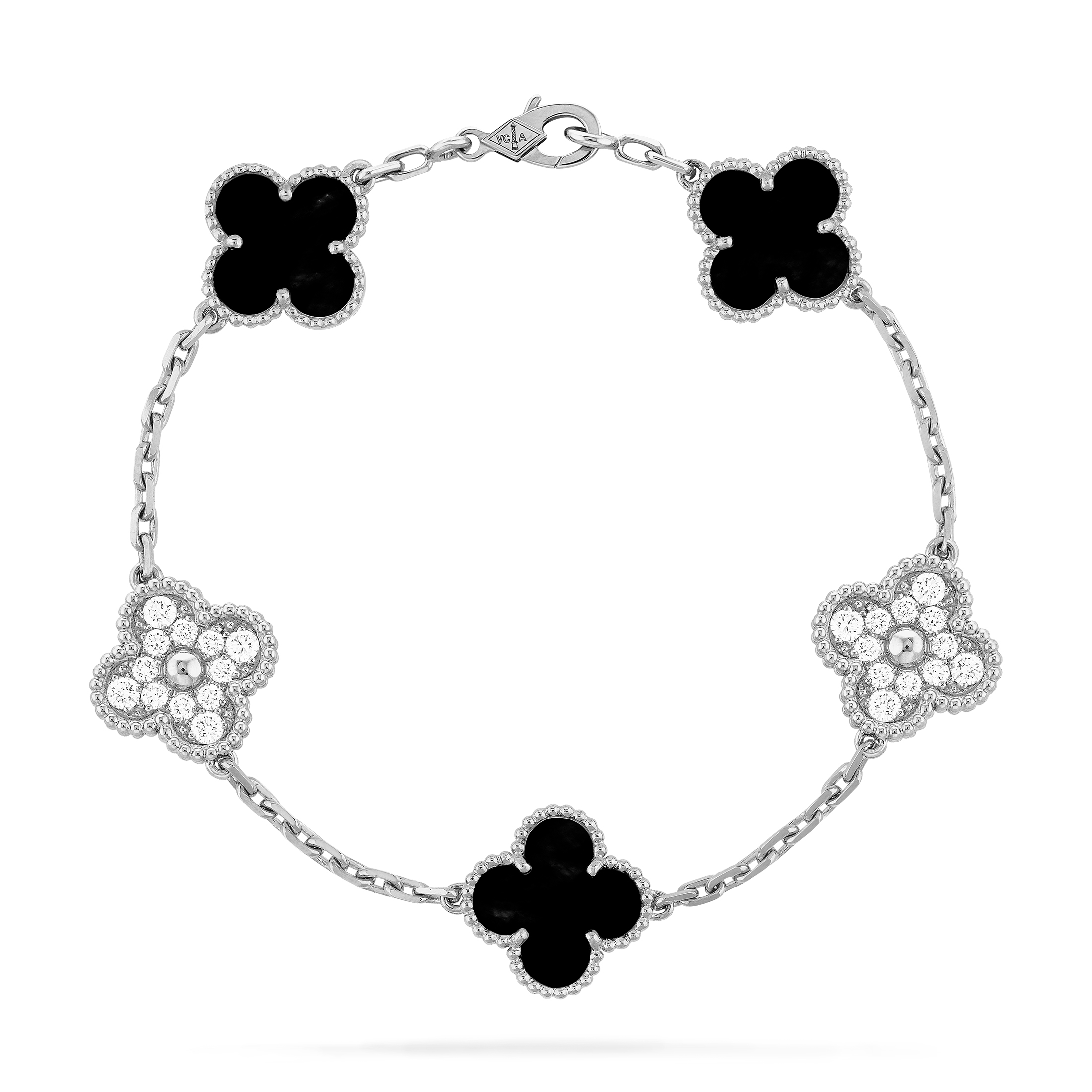 NIGO Van Cleef&Arpels Five flower black silver color matching metal bracelet, pure silver flower temperament, luxurious jewelry accessories #nigo71243