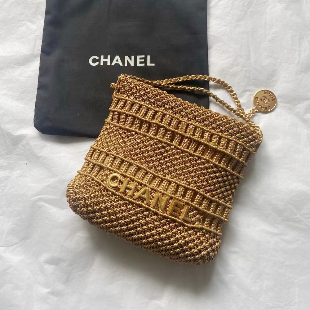 NIGO Chanel Women's Logo Gold Woven Cowhide Leather Crossbody Bag Letter Metal Chain Luxury Temperament Handbag  Bags #nigo99642