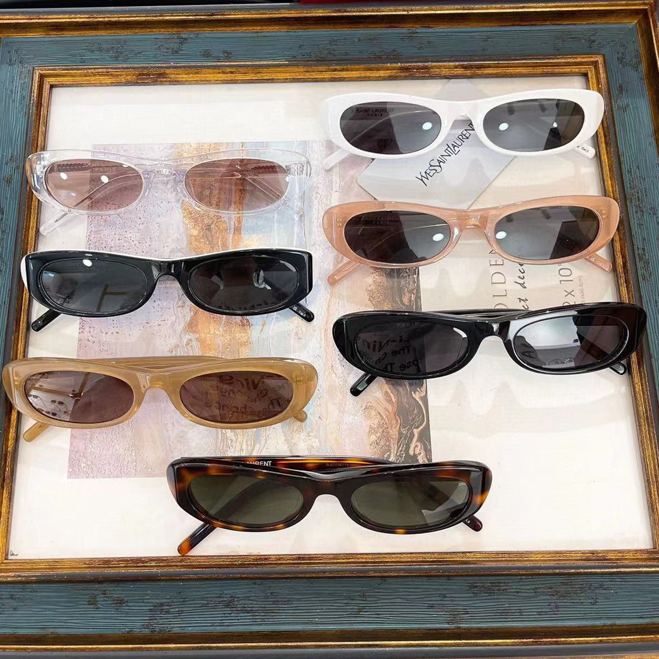 NIGO SAINT LAURENT Fashionable Oval Black Framed Glasses With Color Blocking Letter Logo Comfortable Sunglasses #nigo71252