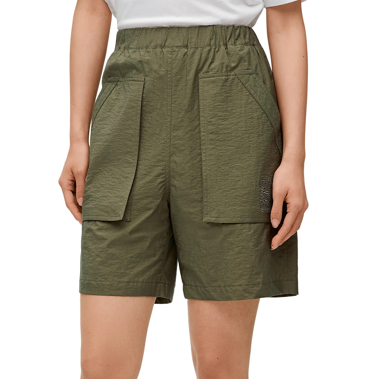 NIGO Loewe Men's and Women's Summer Solid Color Logo Embroidered Pocket Casual Shorts #nigo99662