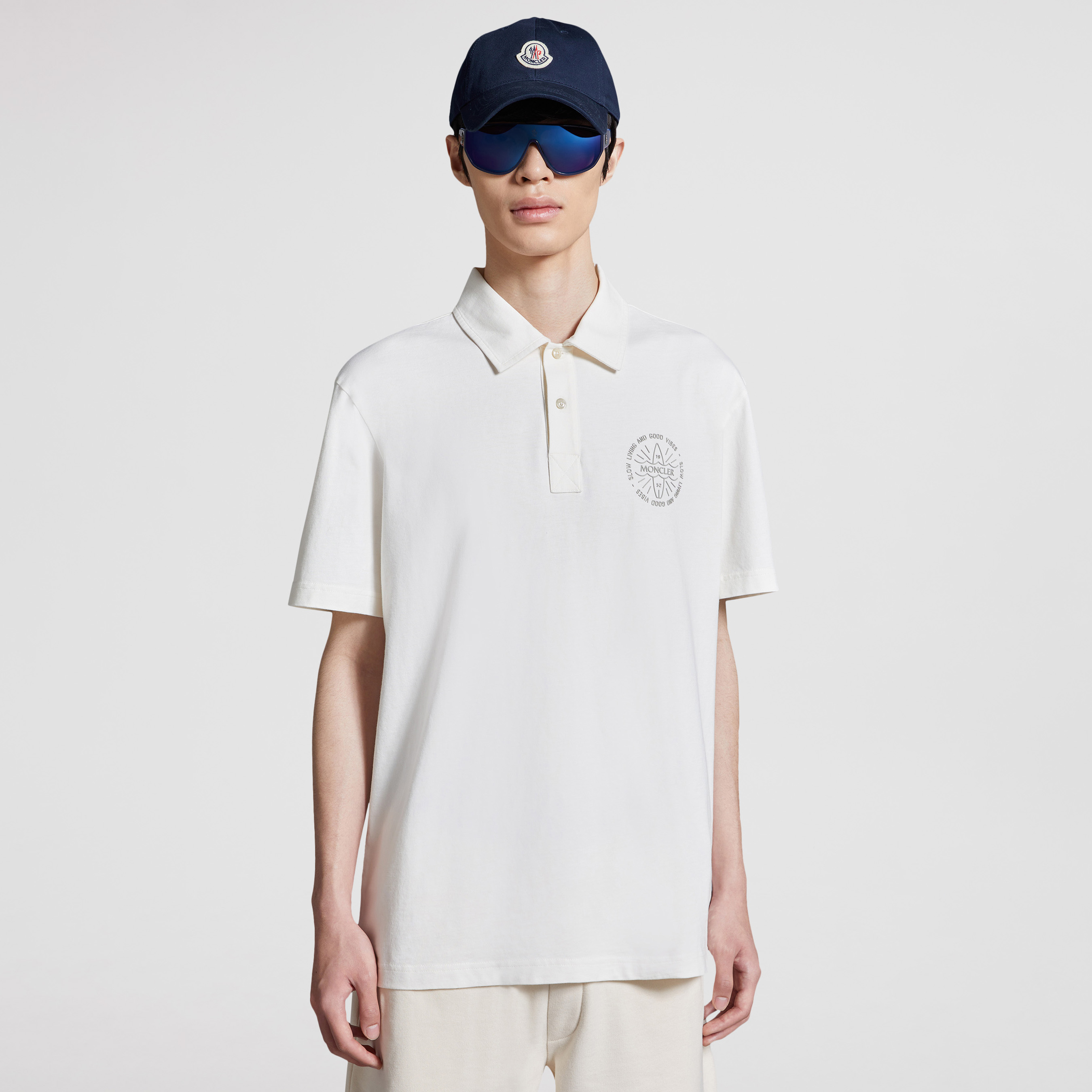 NIGO Moncler Men's Summer White Graphic Printed Comfortable Cotton Short Sleeve Polo Shirt T-Shirt #nigo99661