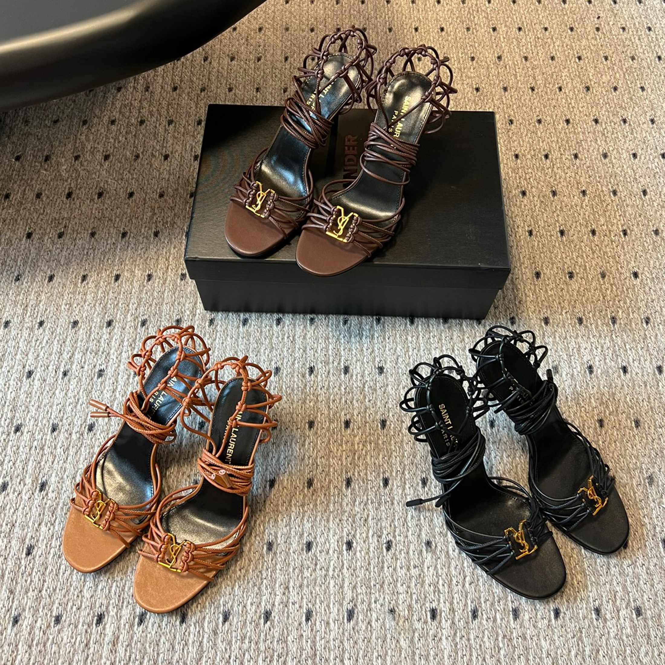 NIGO SAINT LAURENT Women's Spring/summer Fashion Logo Lace Up Sandals Elegant And Comfortable High Heels Luxury And Elegant Shoes #nigo71256