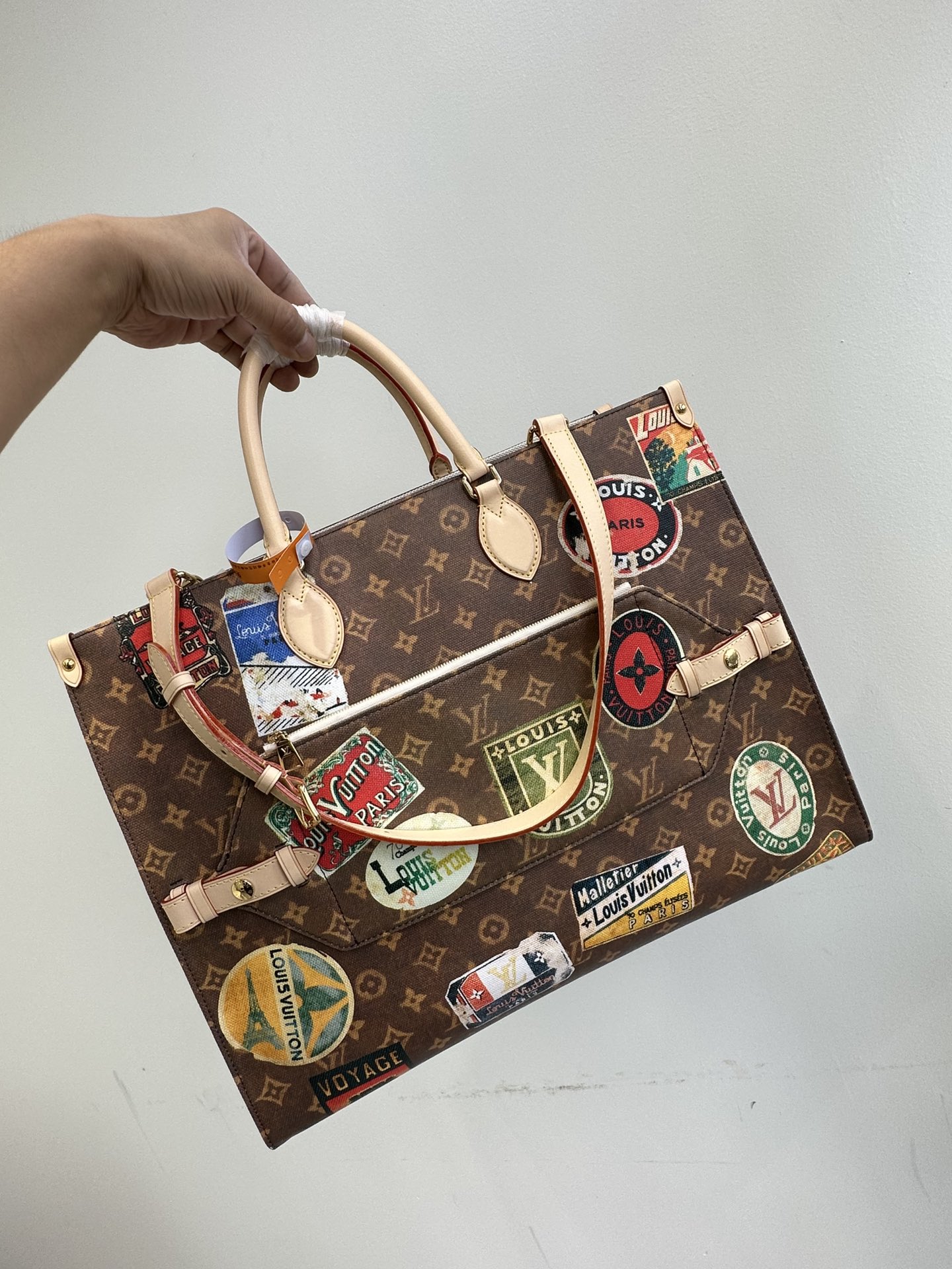 NIGO Louis Vuitton OnTheGo Voyage Women's Brown Coated Canvas Vintage Iconic Tote Shoulder Crossbody Bag Bags #nigo99674