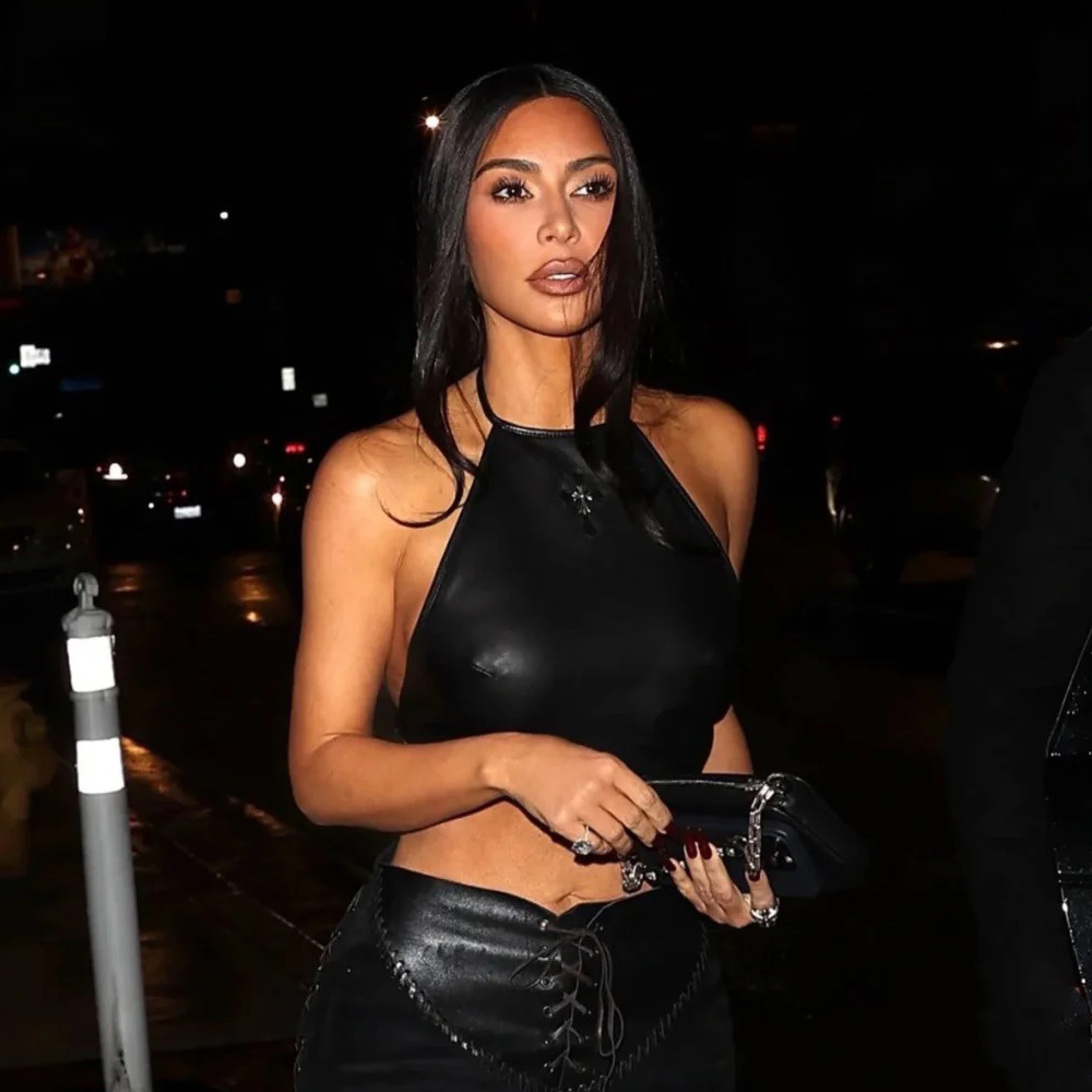 NIGO Chrome Hearts Women's Summer Black Leather Sling Belly Bib Top #nigo99678