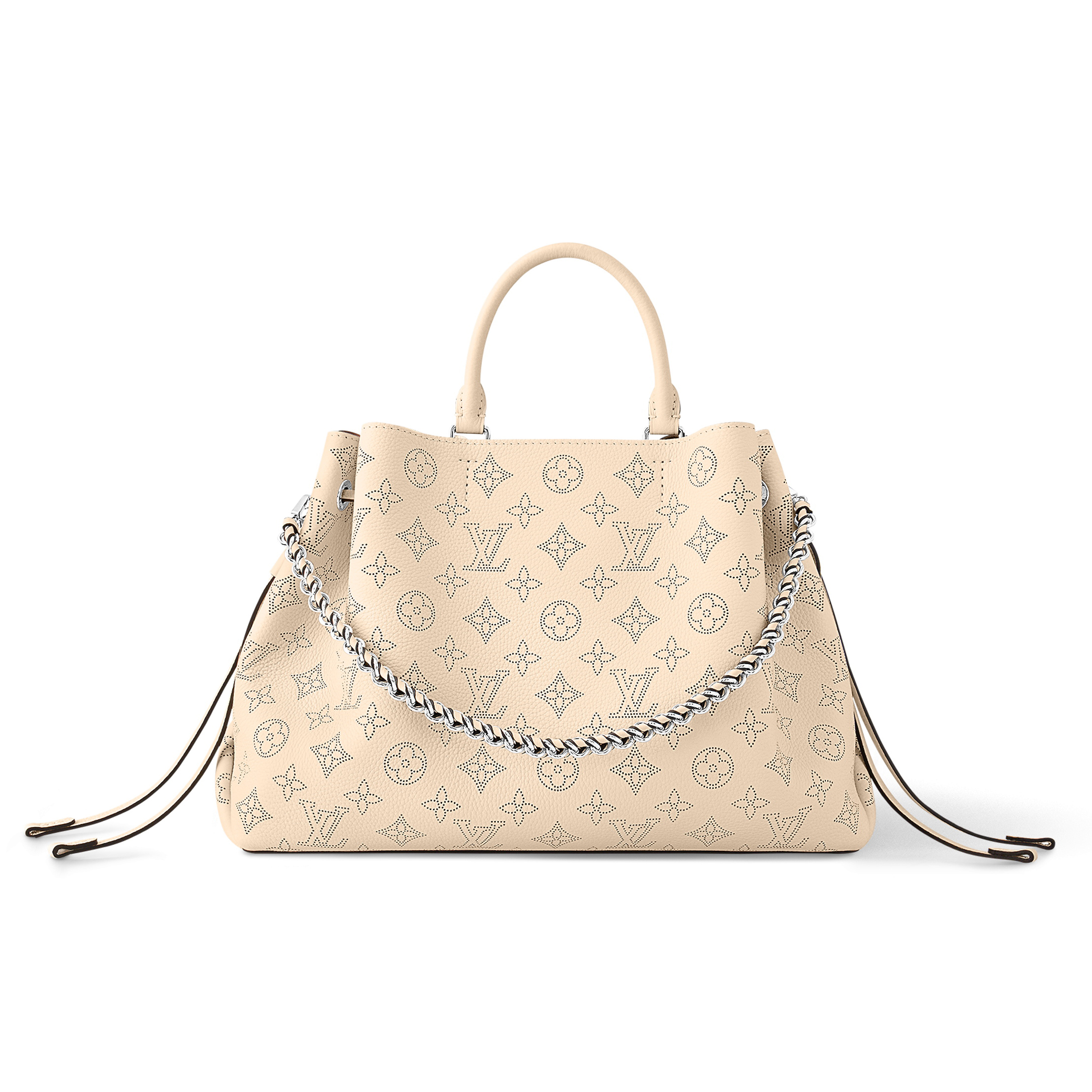 NIGO Louis Vuitton Bella Women's Gray Detachable Adjustable Shoulder Strap Hollow Logo Perforated Calfskin Drawstring Bucket Tote Bag Bags #nigo99685