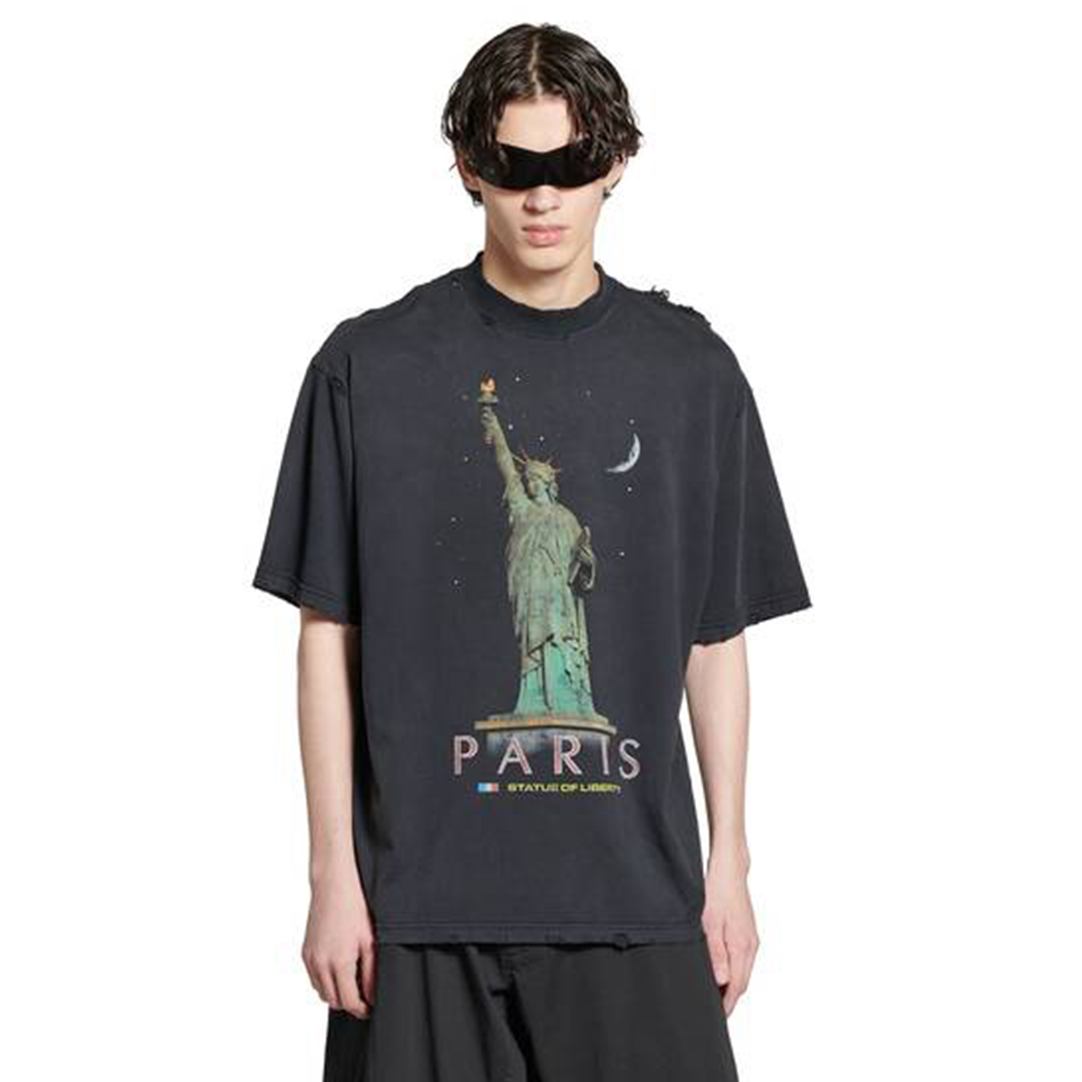 NIGO Balenciaga Men's Spring/summer Statue Of Liberty Solid Color Retro Loose Casual Plain Knitted Large Silhouette Short Sleeved T-shirt Ngvp #nigo8352