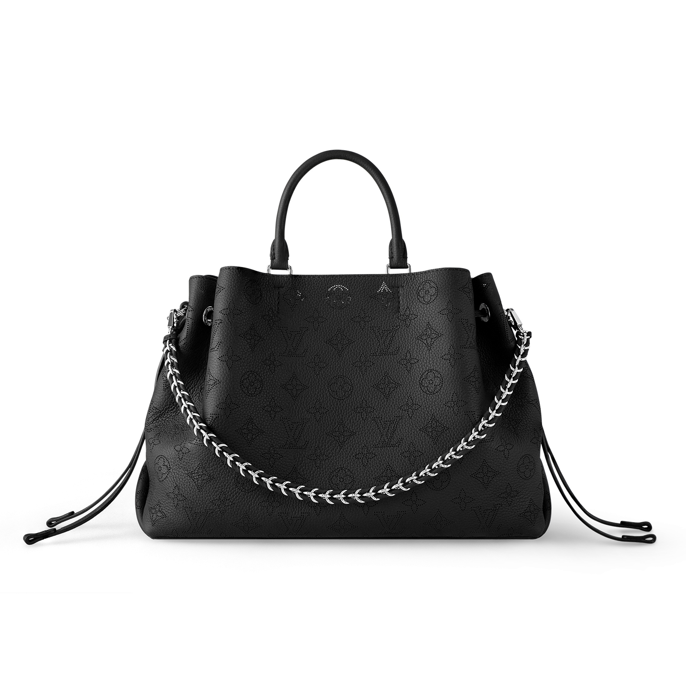 NIGO Louis Vuitton Bella Women's Gray Detachable Adjustable Shoulder Strap Hollow Logo Perforated Calfskin Drawstring Bucket Tote Bag Bags #nigo99685