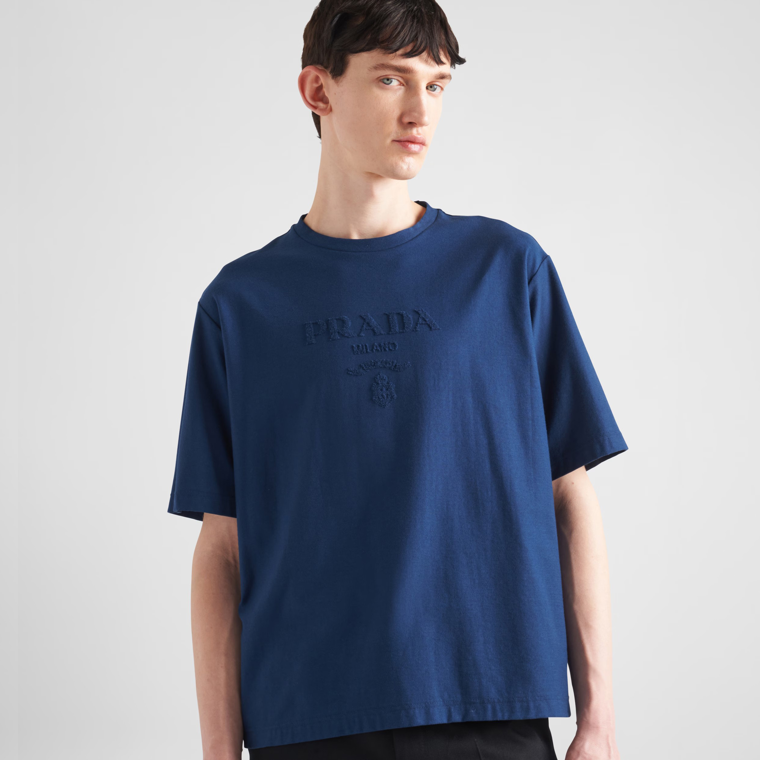 NIGO Prada Men's Summer Solid Color Letter Print Round Neck Loose Drop Shoulder Short Sleeve T-Shirt #nigo99692