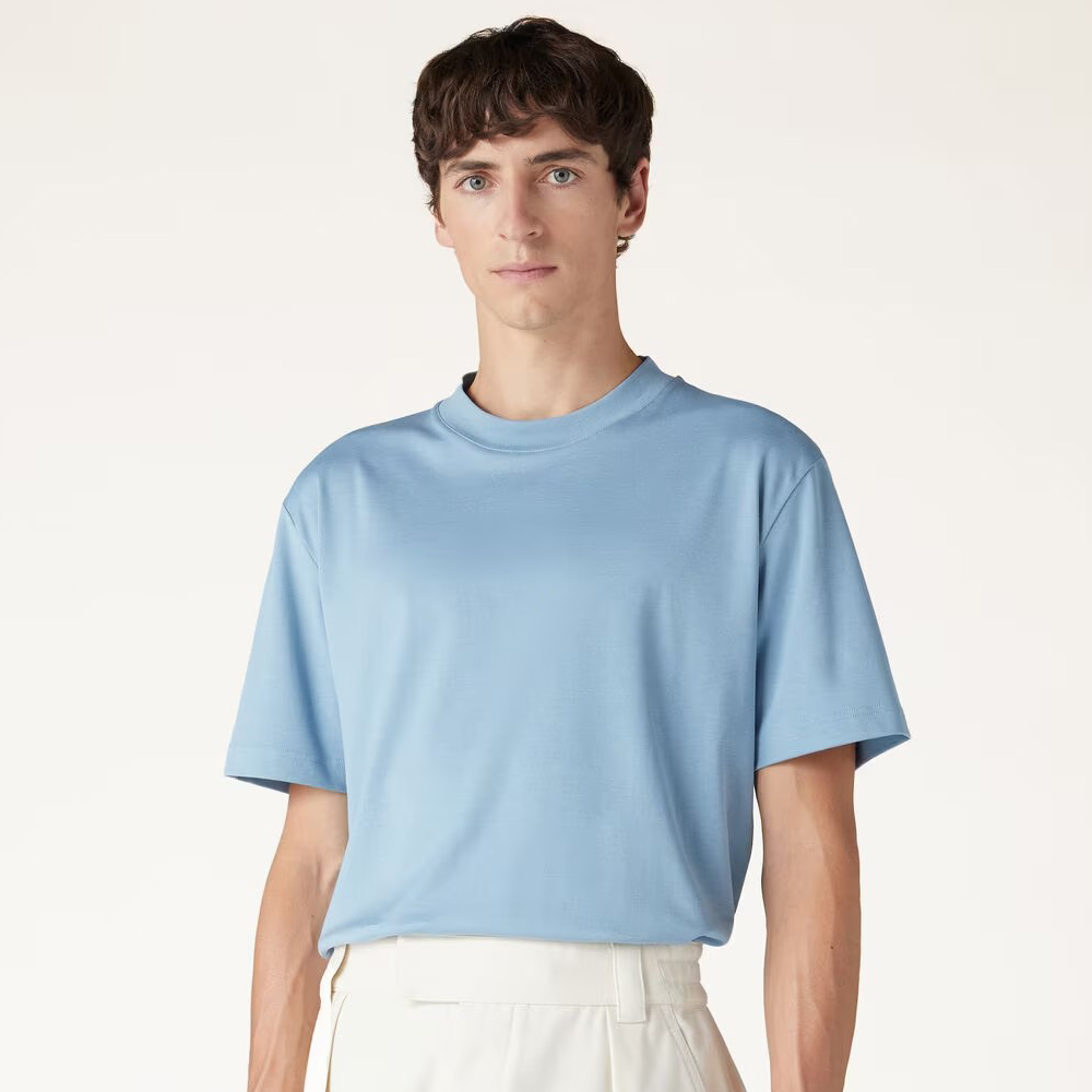 NIGO Loro Piana Men's Summer Embroidered Letter Logo Solid Color Round Neck Cotton Short Sleeve T-Shirt #nigo99715