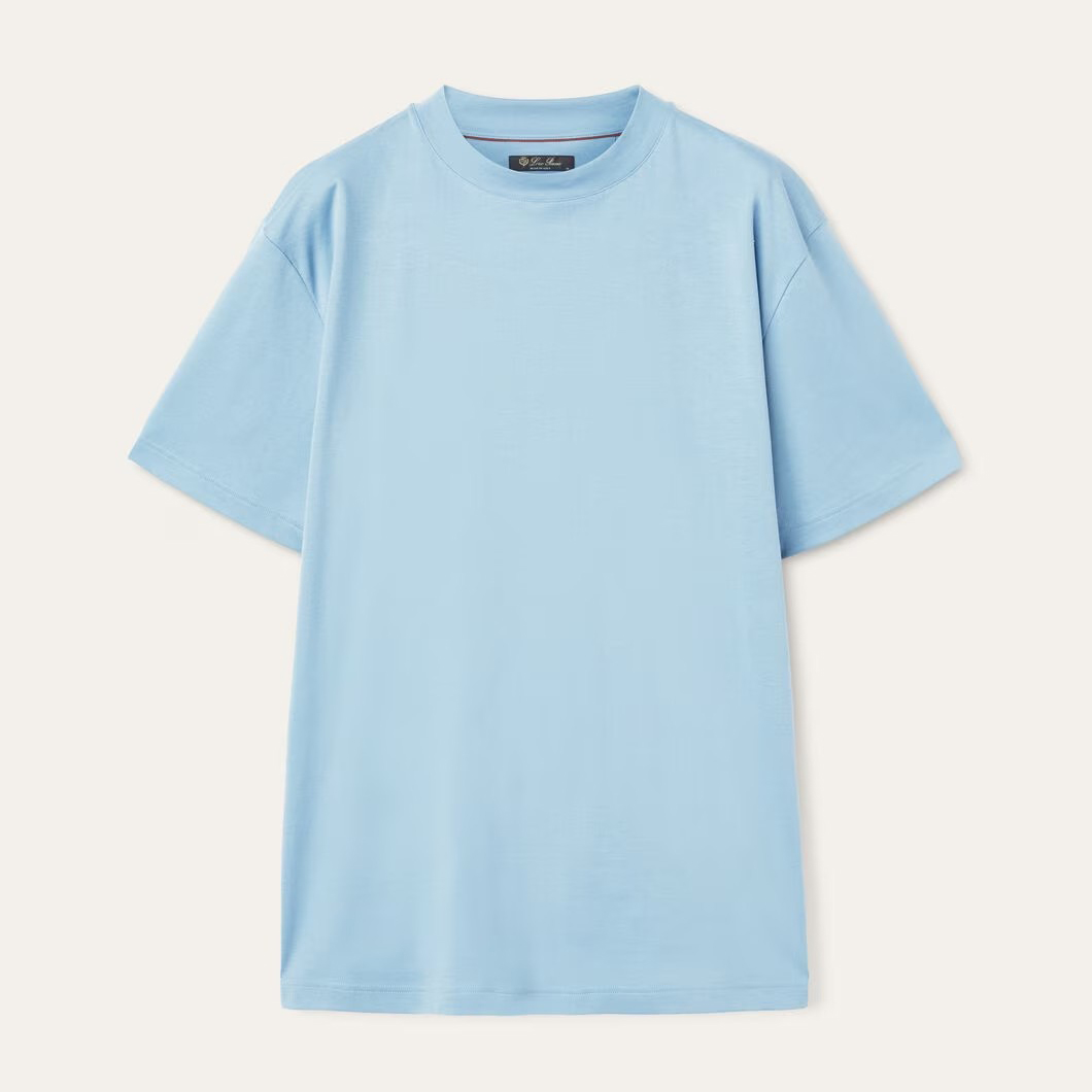 NIGO Loro Piana Men's Summer Embroidered Letter Logo Solid Color Round Neck Cotton Short Sleeve T-Shirt #nigo99715