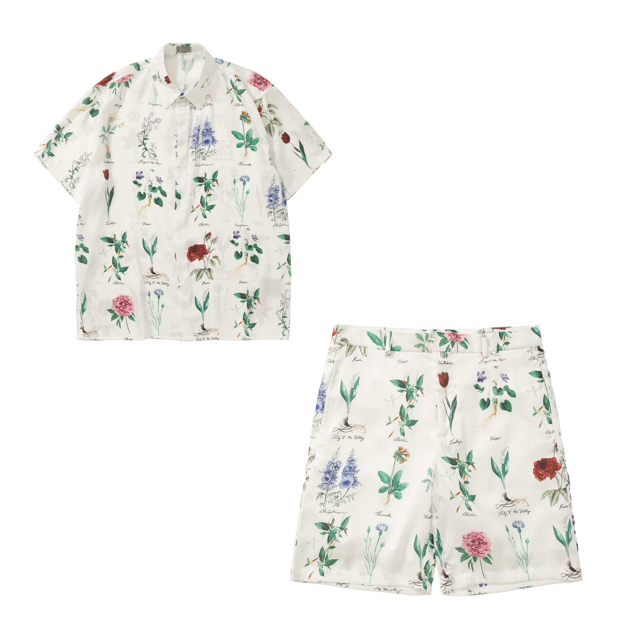NIGO Dior Men's And Women's Spring/Summer Floral Printed Silk Short Sleeved Lapel Shirt Casual Fit Shorts Set Ngvp #nigo8377