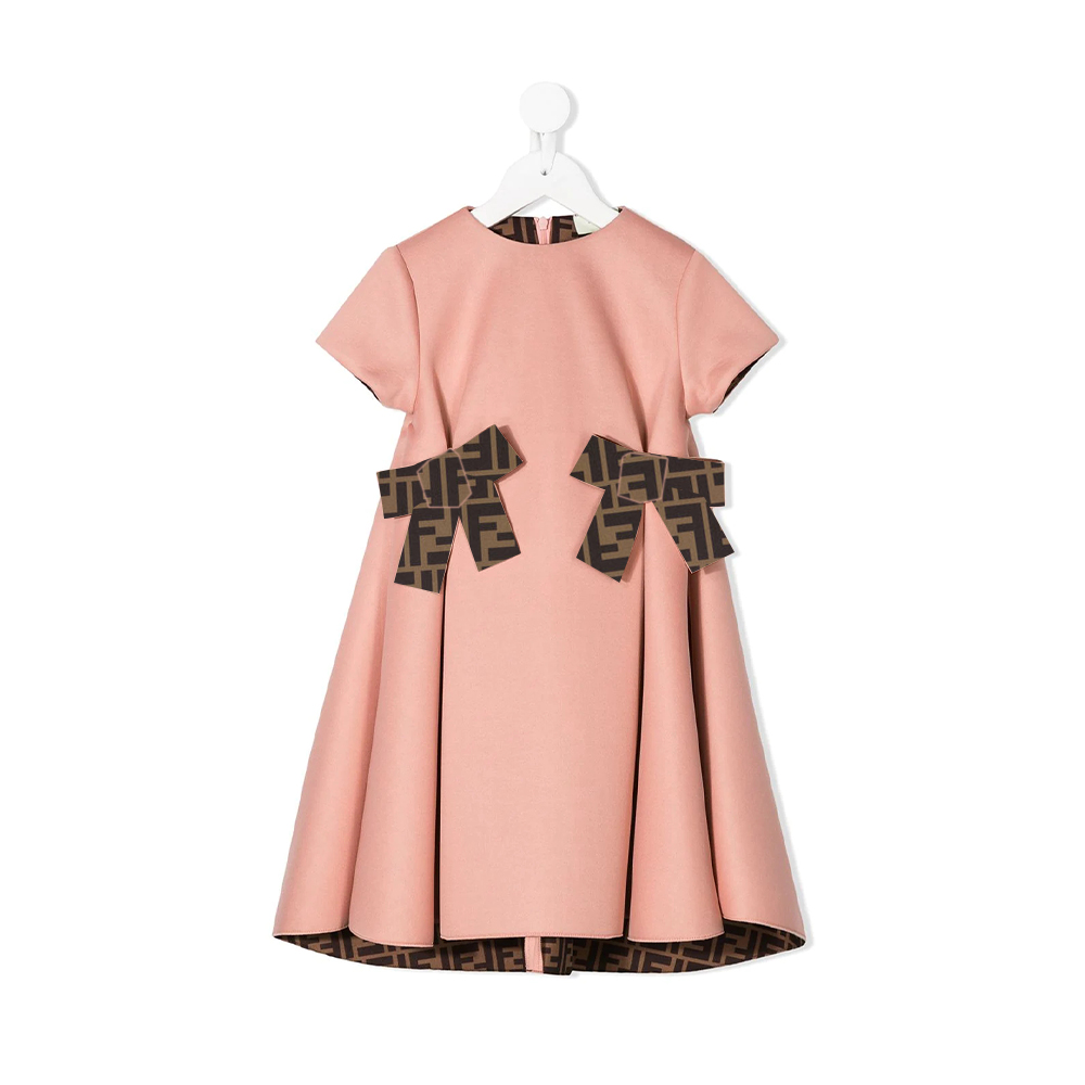 NIGO Fendi Kid's Summer Logo Printed Bow Casual Short Sleeve Dresses #nigo34336