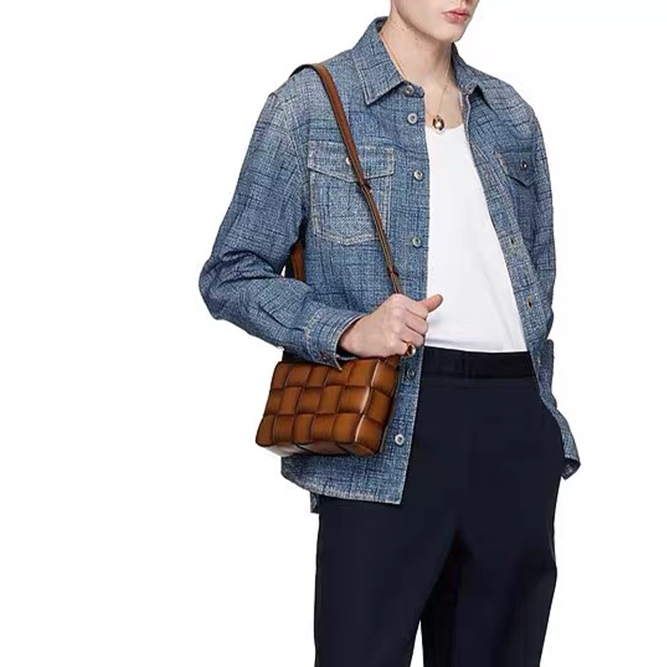 NIGO Bottega Veneta Men's Fashion Retro Gradient Color Cowhide Woven Flap Open And Close Handbag Casual Shoulder Crossbody Bag Ngvp #nigo8415