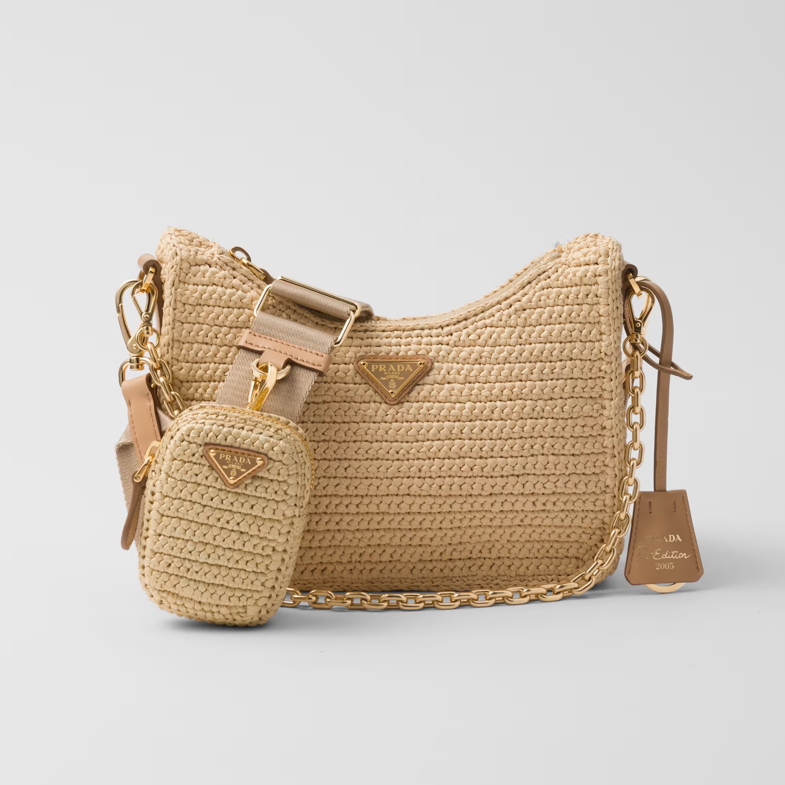 NIGO Prada Re-Edition 2005 Women's Logo Embroidered Fashionable Straw And Willow Mini Shoulder Bag Casual Underarm Bag #nigo99744