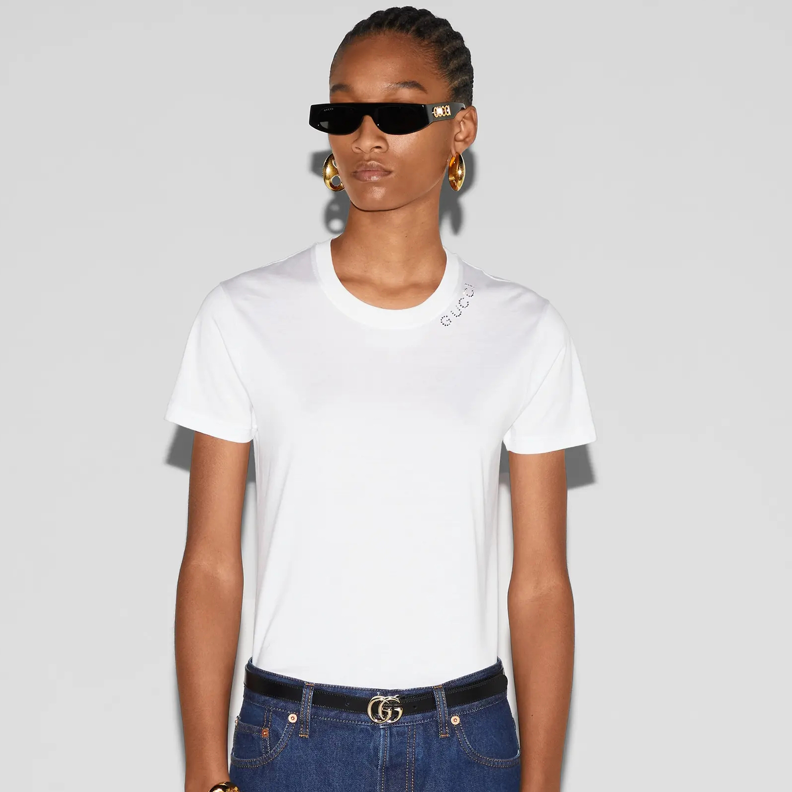 NIGO Gucci Men's and Women's Summer Solid Color Beaded Logo Round Neck Cotton Short Sleeve T-shirt Top #nigo99742