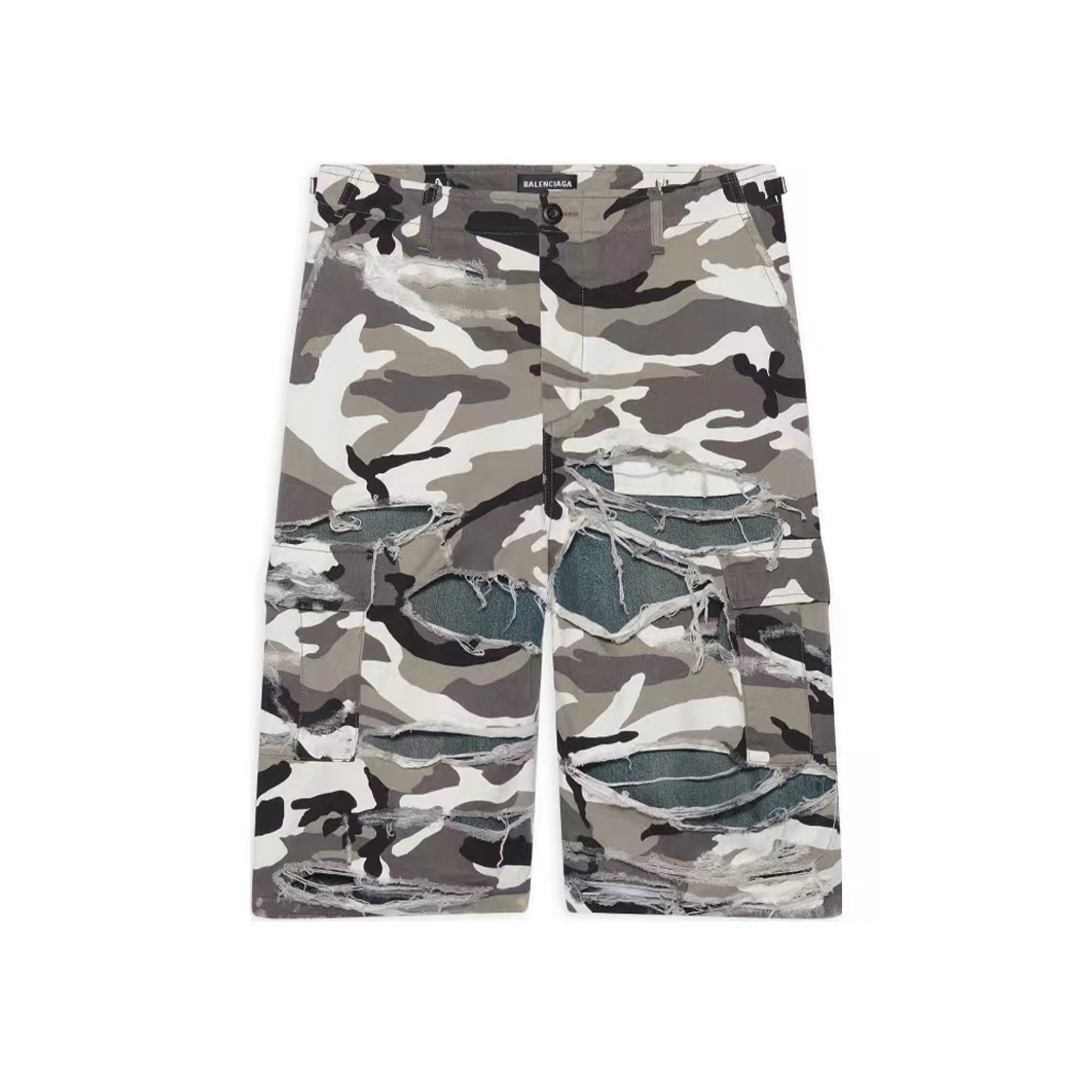 NIGO Balenciaga Men's And Women's Spring/summer Fashionable High Street Retro Distressed Camouflage Shorts Ngvp #nigo5184